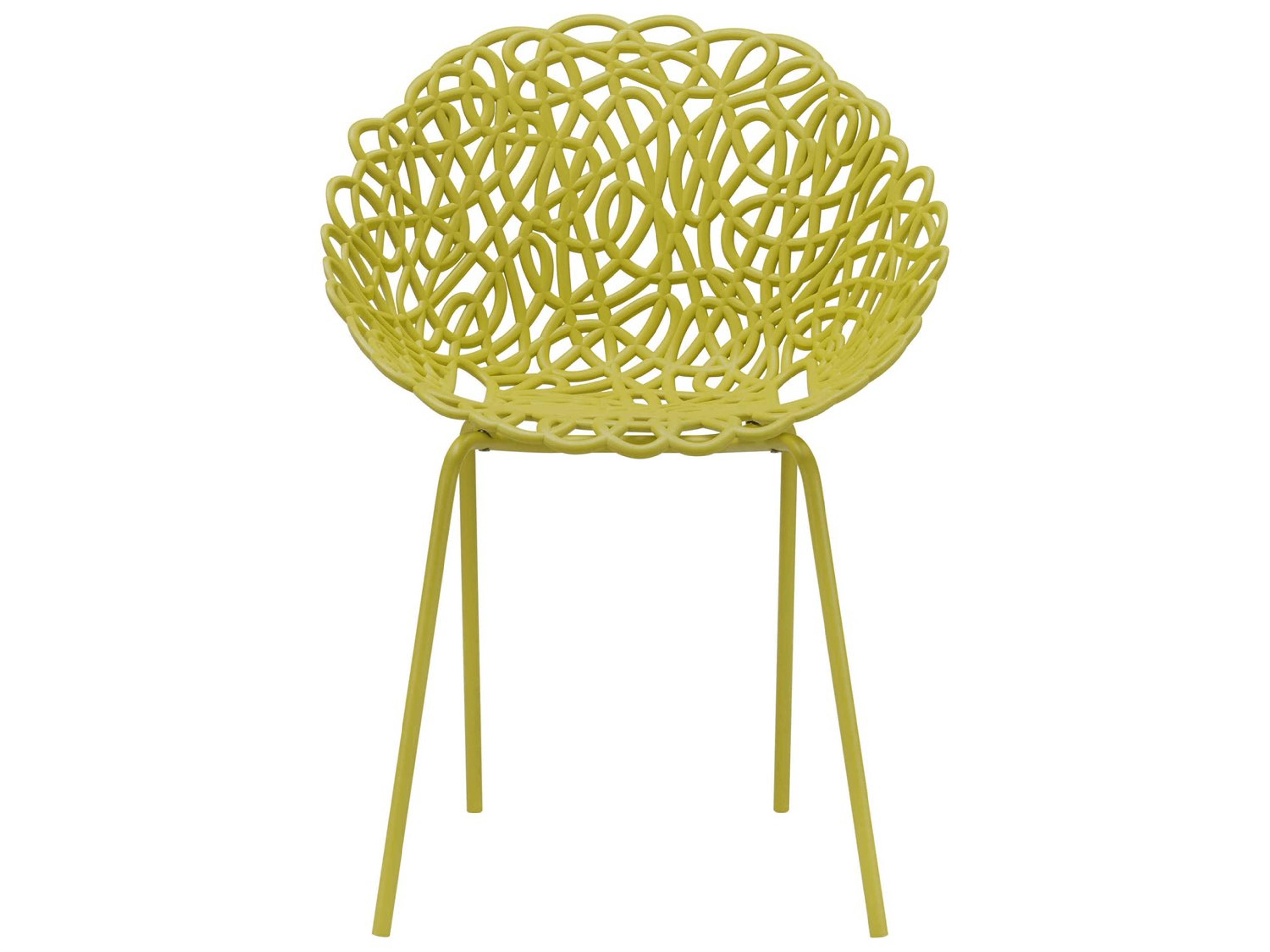 Qeeboo Outdoor Bacana Mustard Steel Metal Dining Chair (Set of 2)