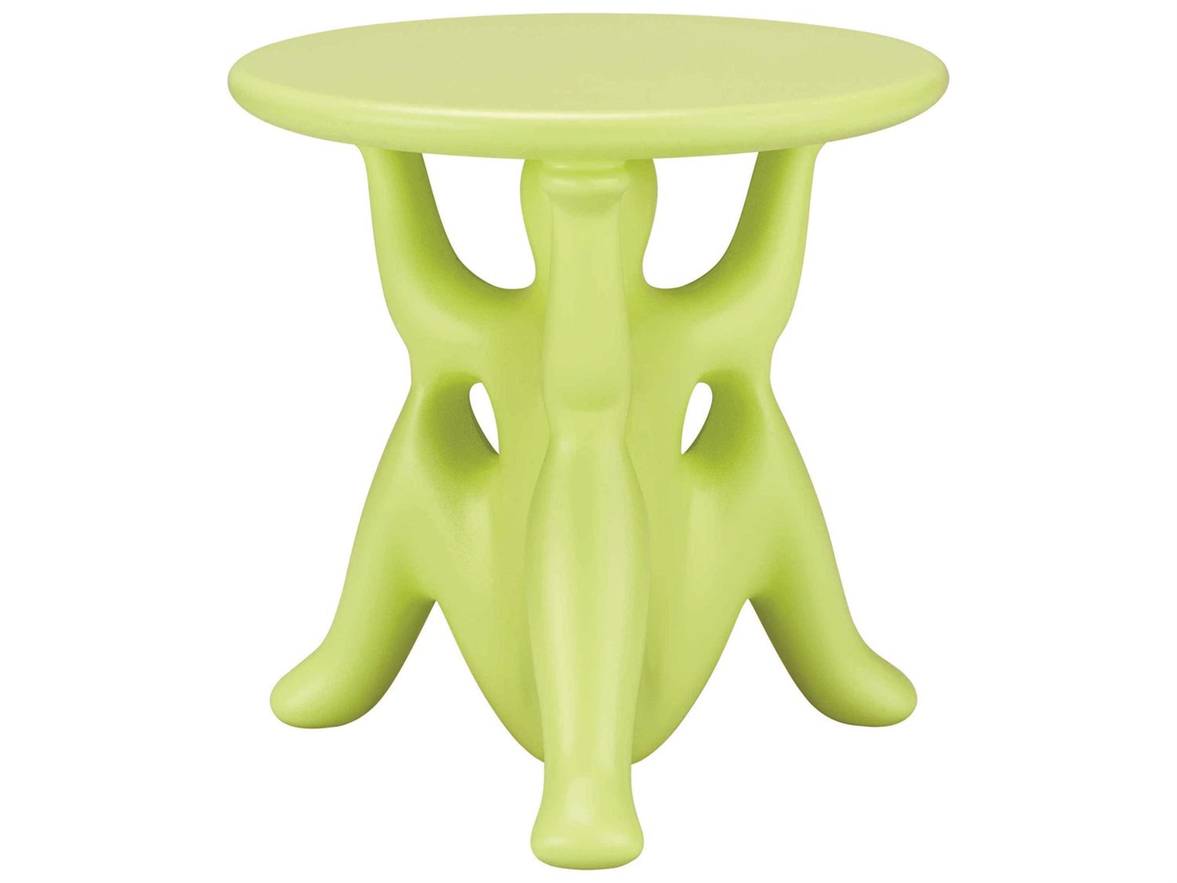 Qeeboo Outdoor Helpyourself Light Green Recycled Plastic Round End Table