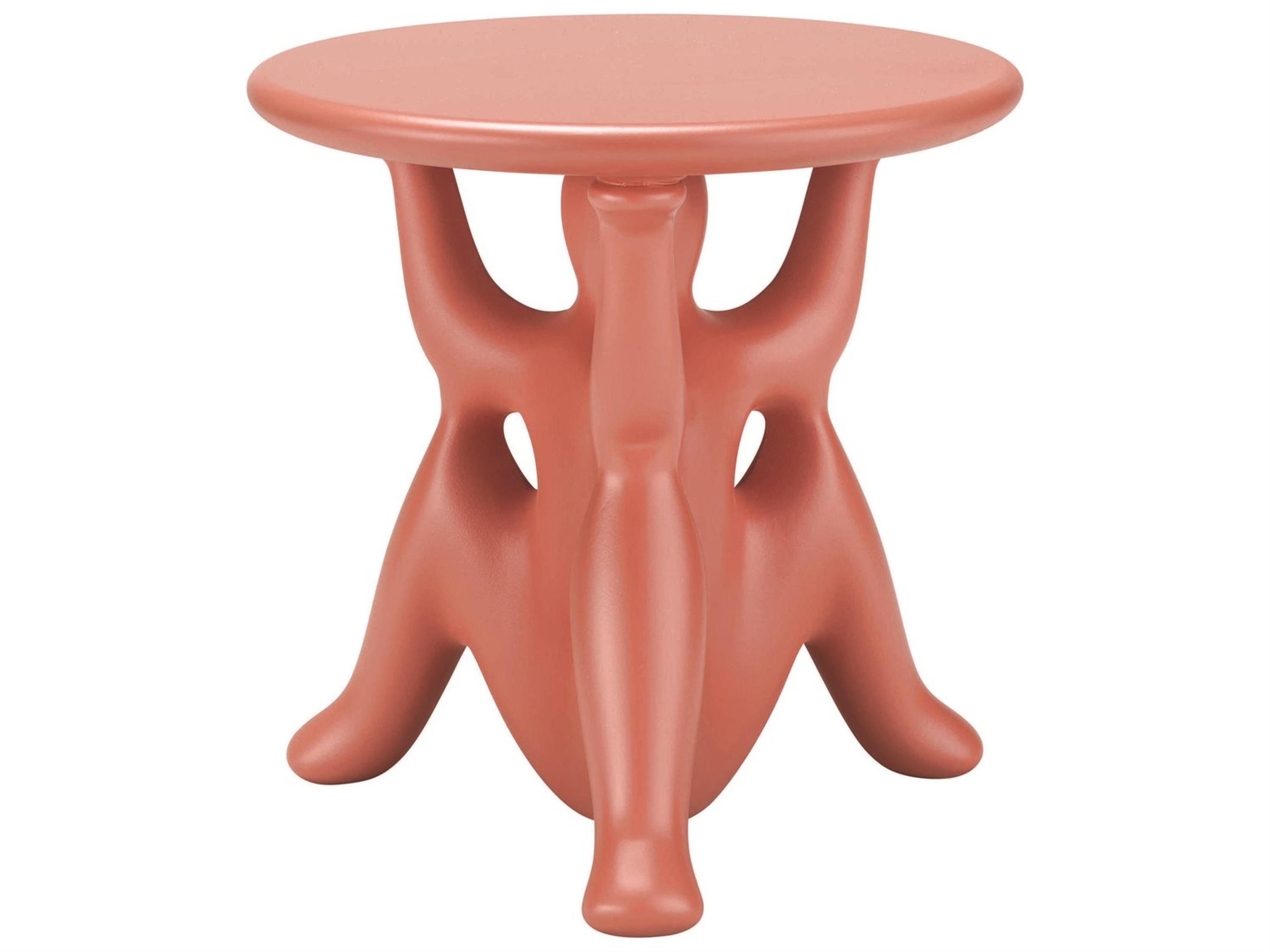Qeeboo Outdoor Helpyourself Terracotta Recycled Plastic Round End Table