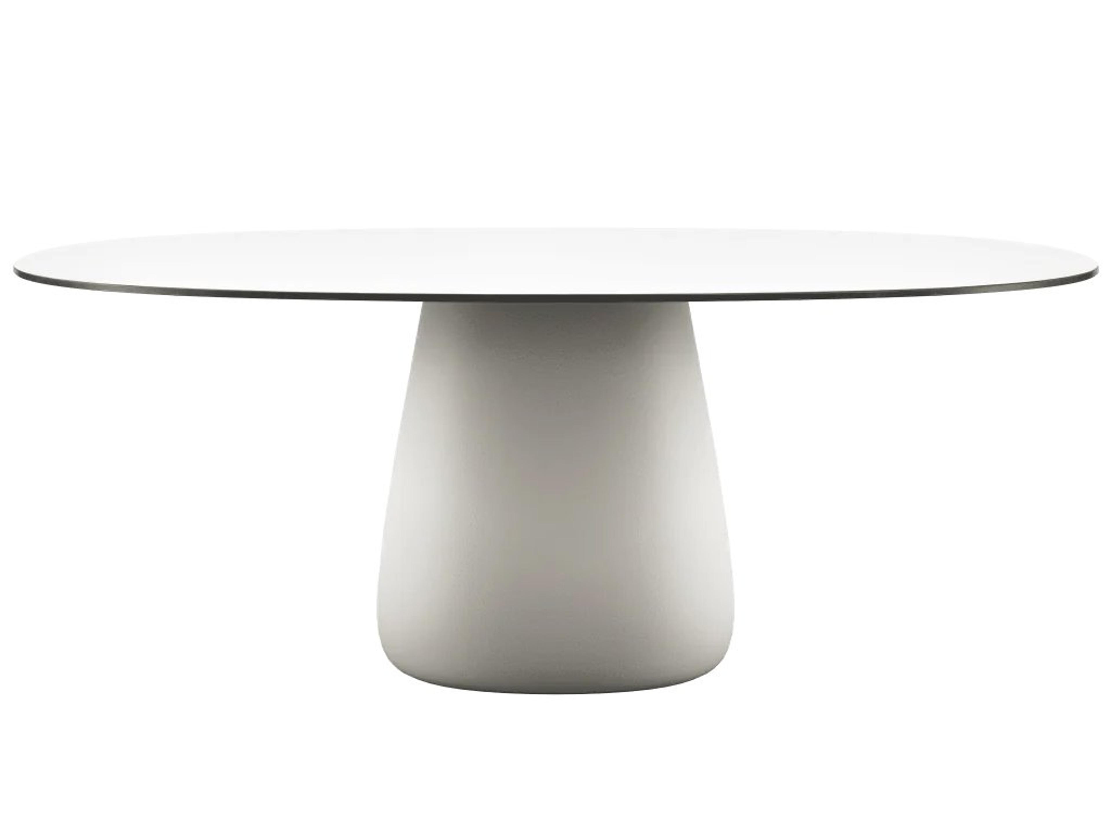 Cobble Warm White Black Stratified Recycled Plastic Oval Dining Table