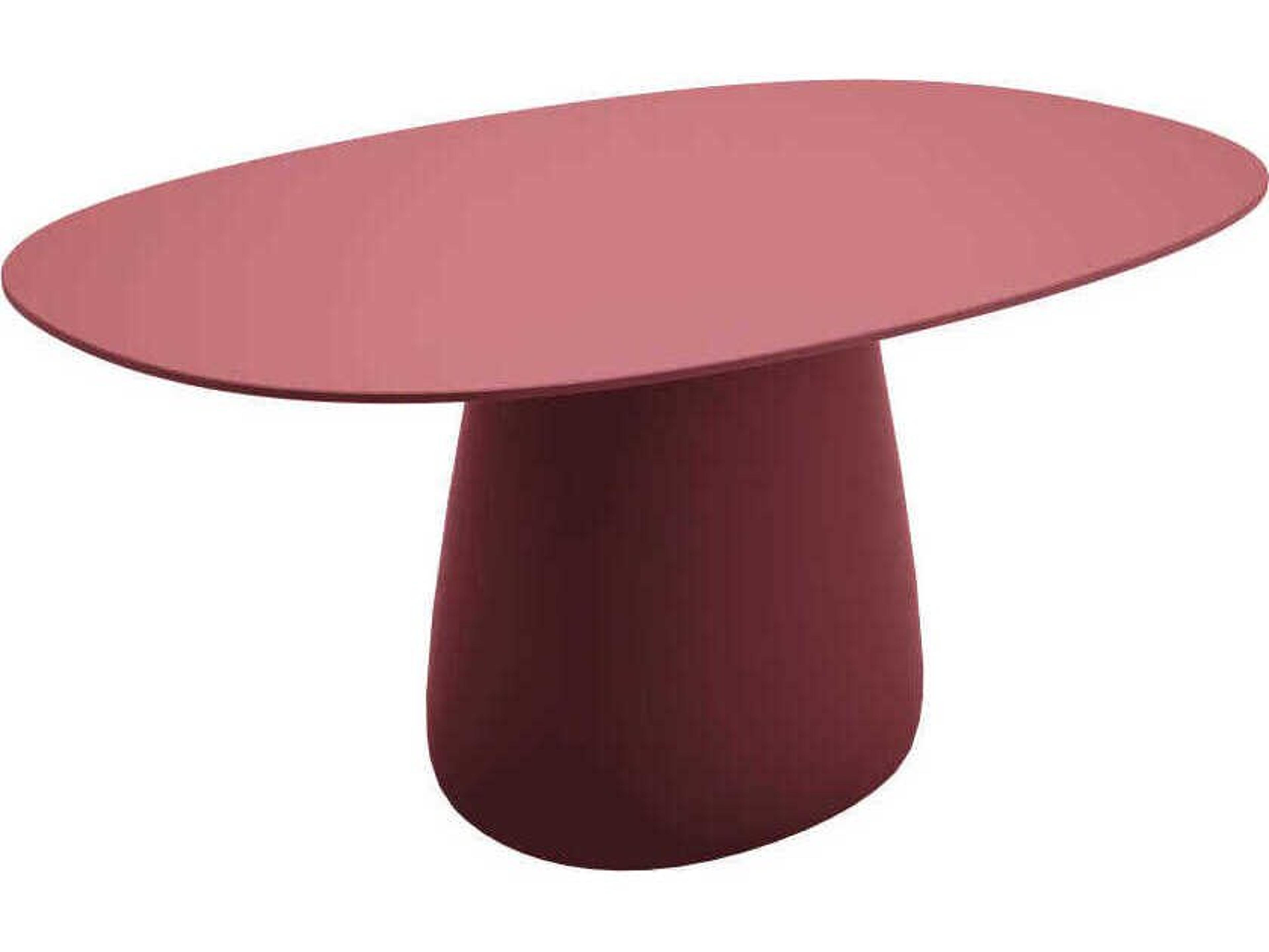Qeeboo Outdoor Cobble Indian Red Recycled Plastic Oval Dining Table