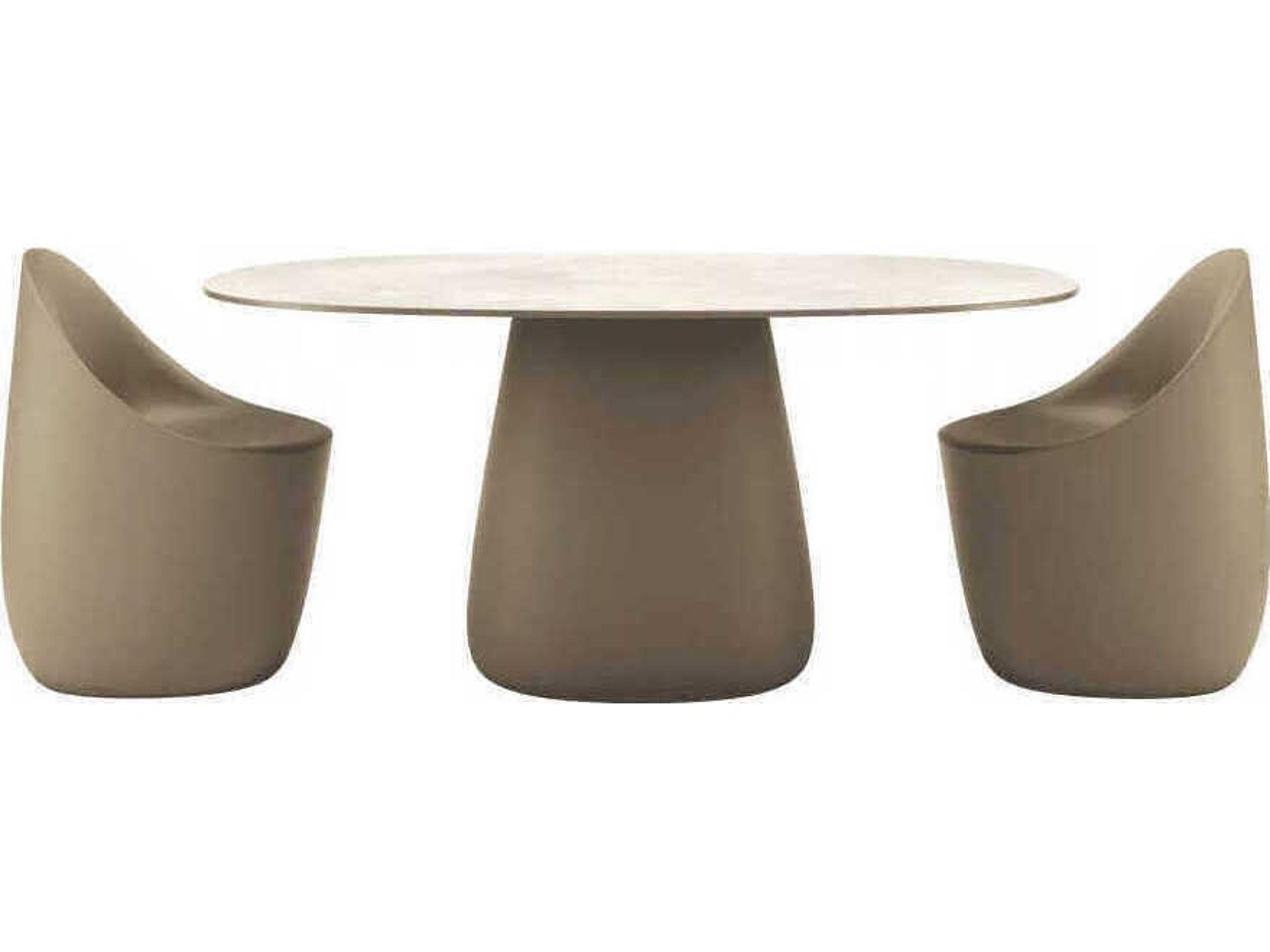 Qeeboo Outdoor Cobble Ivory Recycled Plastic Oval Dining Table