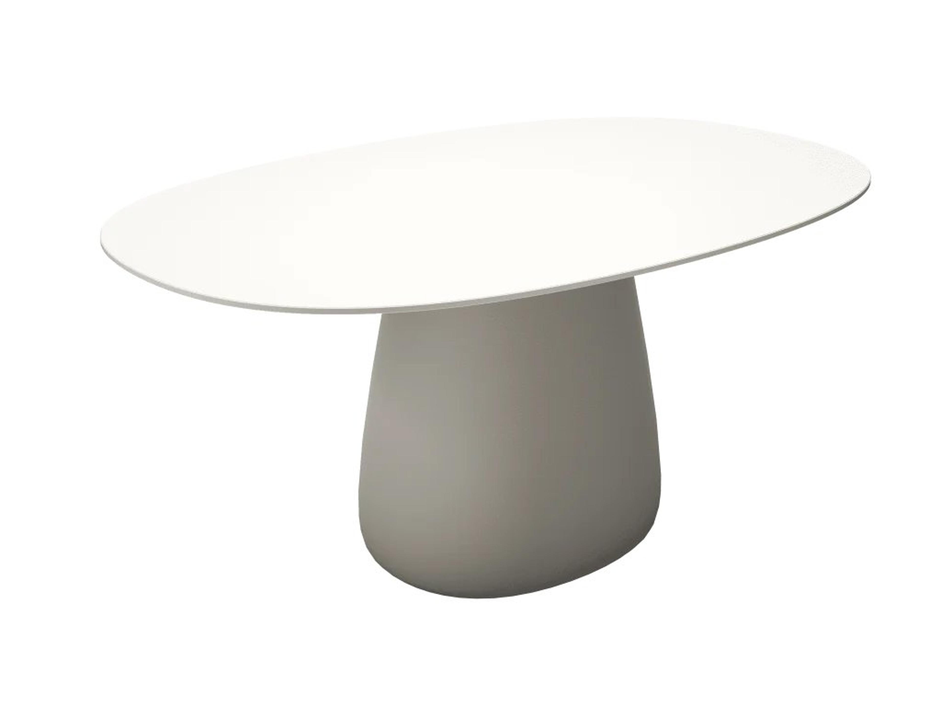 Qeeboo Outdoor Cobble White Warm Recycled Plastic Oval Dining Table