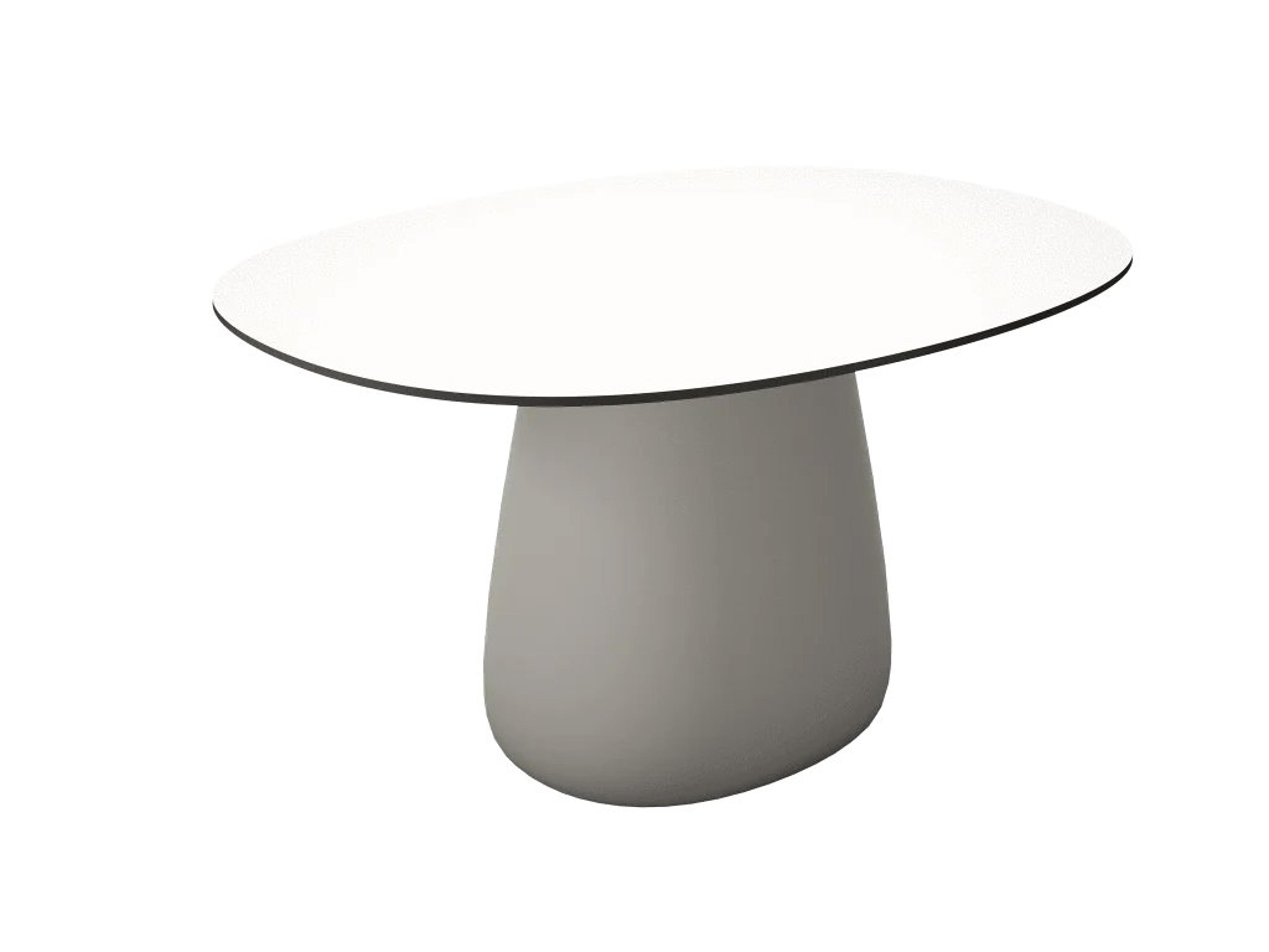 Qeeboo Outdoor Cobble Warm White Black Stratified Recycled Plastic Oval Dining Table