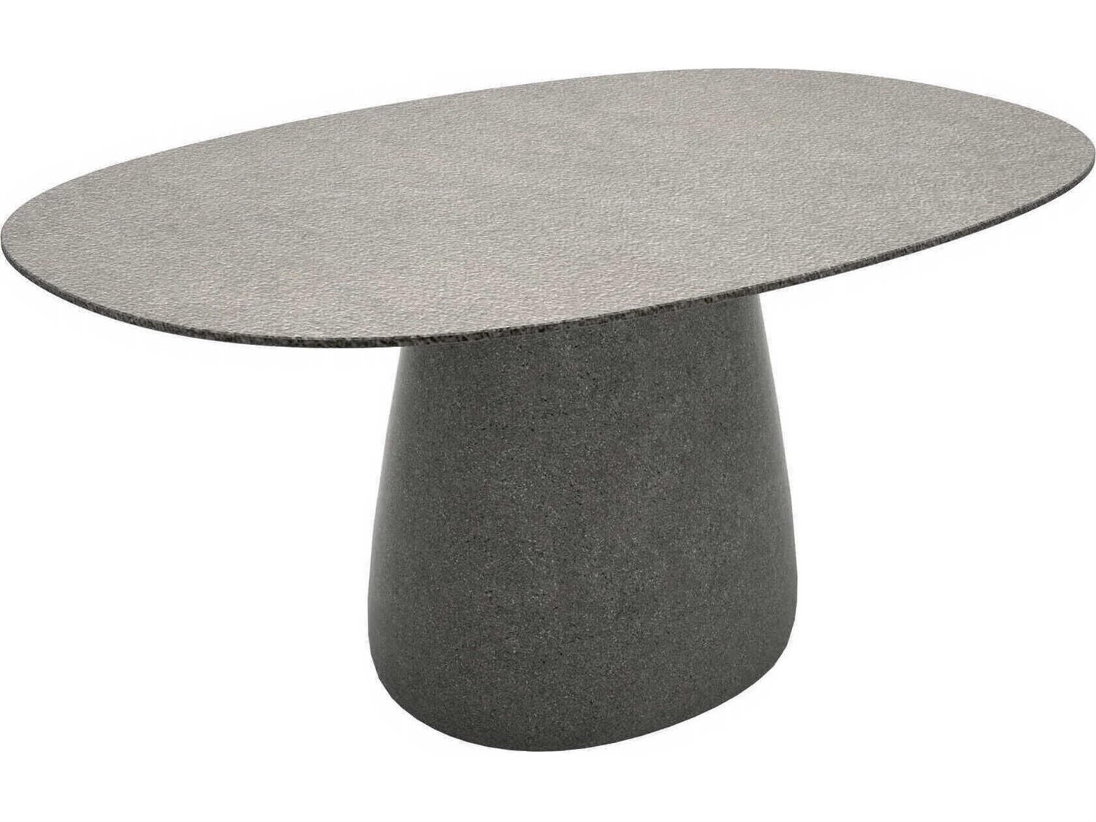Qeeboo Outdoor Cobble Grey Mix Recycled Plastic Oval Dining Table