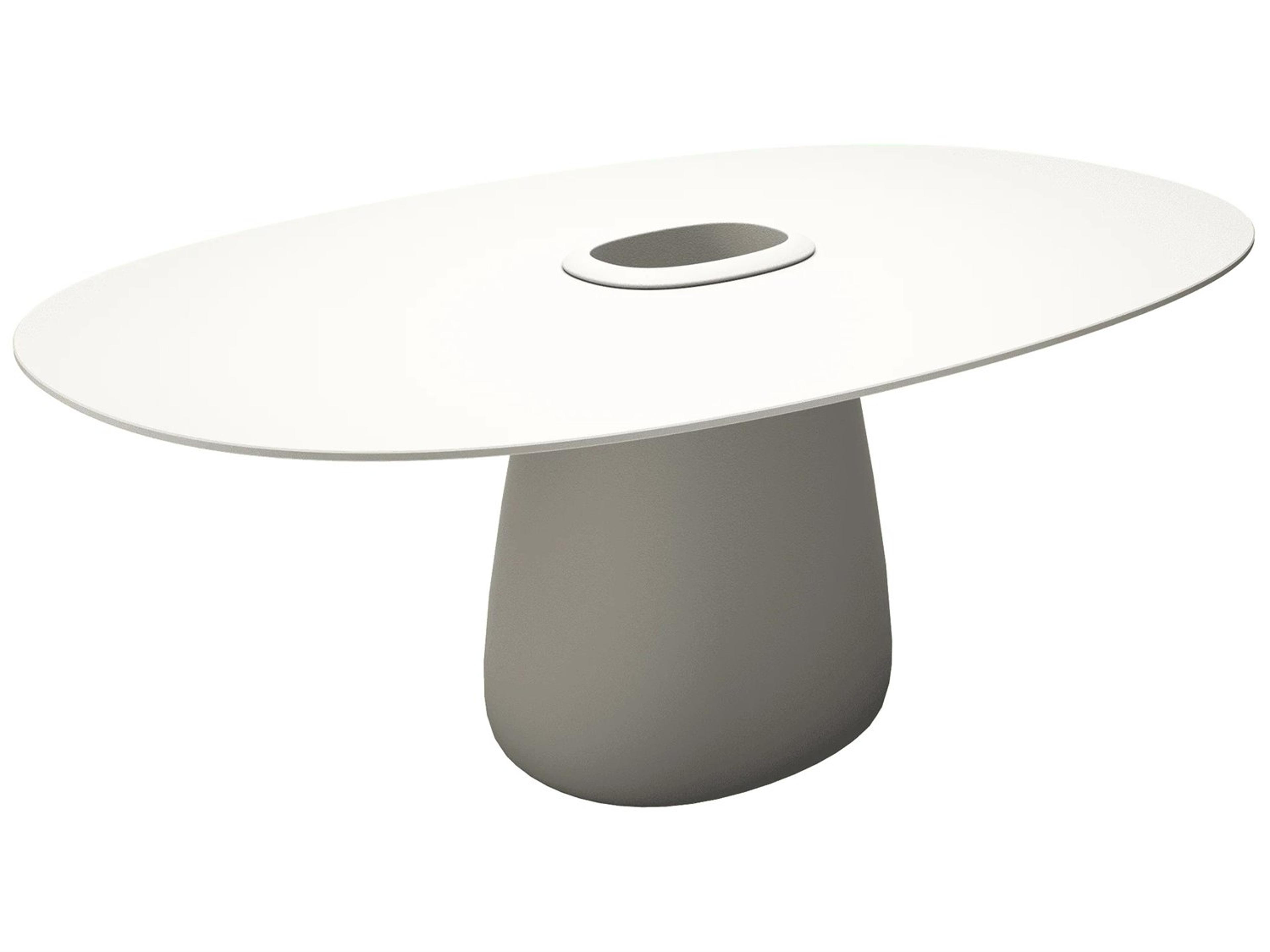 Qeeboo Outdoor Cobble White Warm Recycled Plastic Oval Dining Table