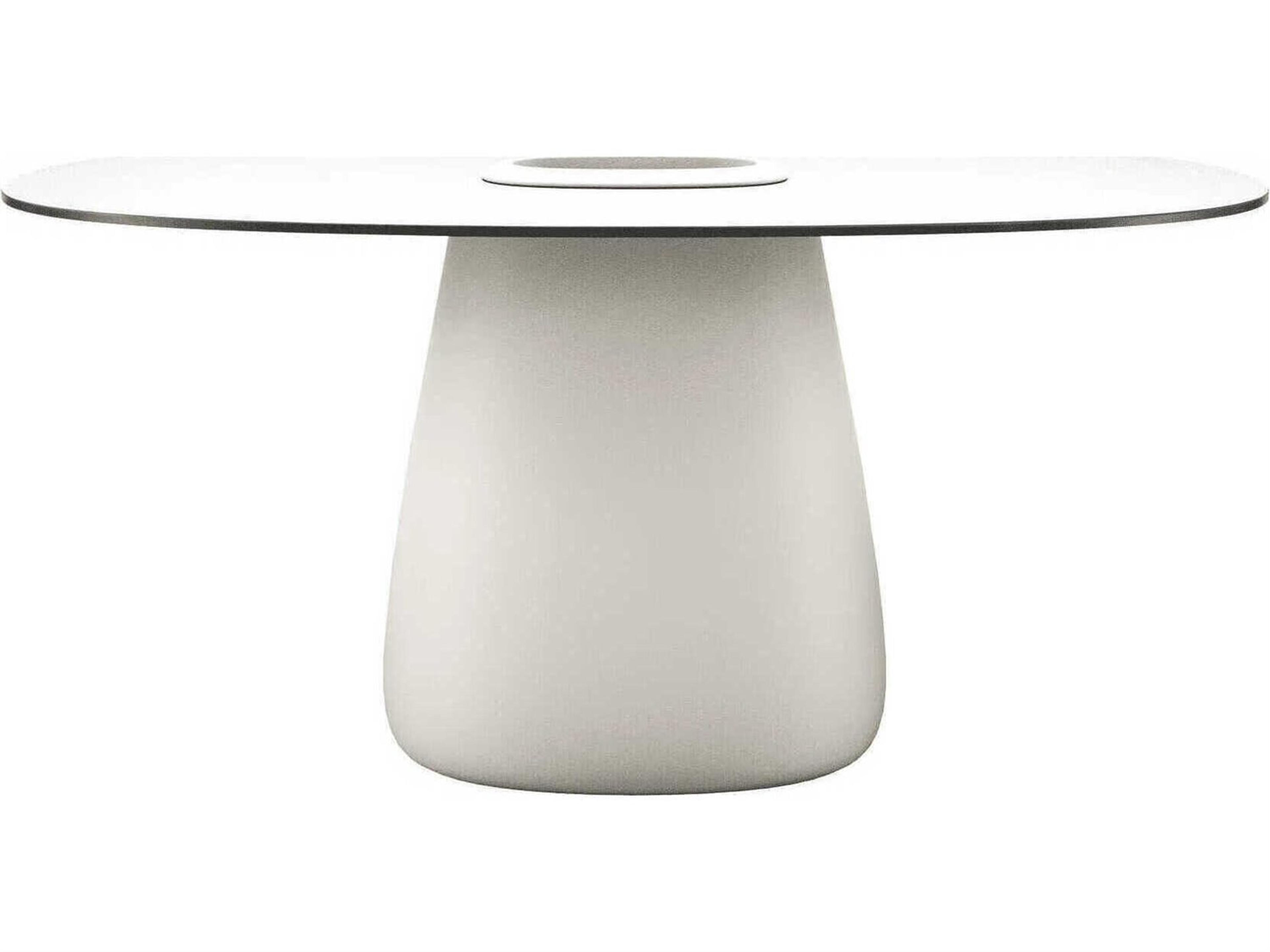 Cobble Warm White Black Stratified Recycled Plastic Oval Dining Table