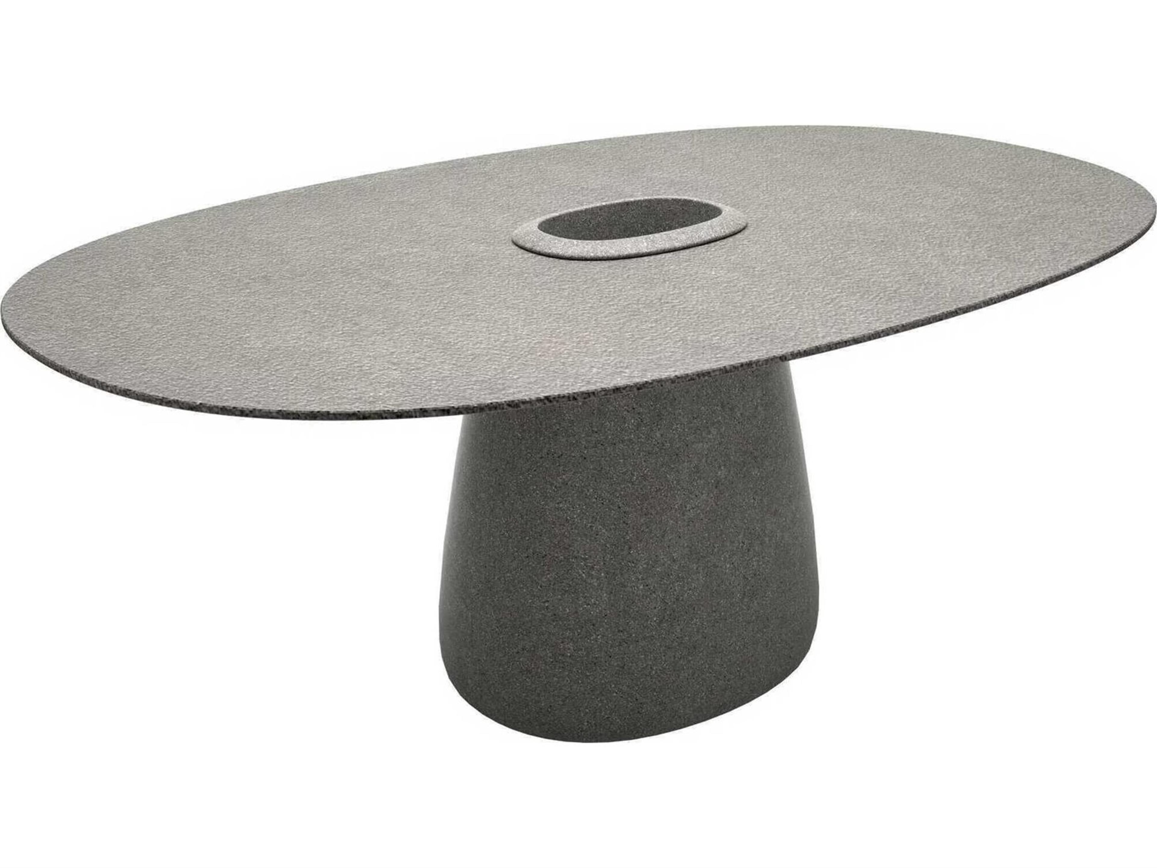 Qeeboo Outdoor Cobble Grey Mix Recycled Plastic Oval Dining Table