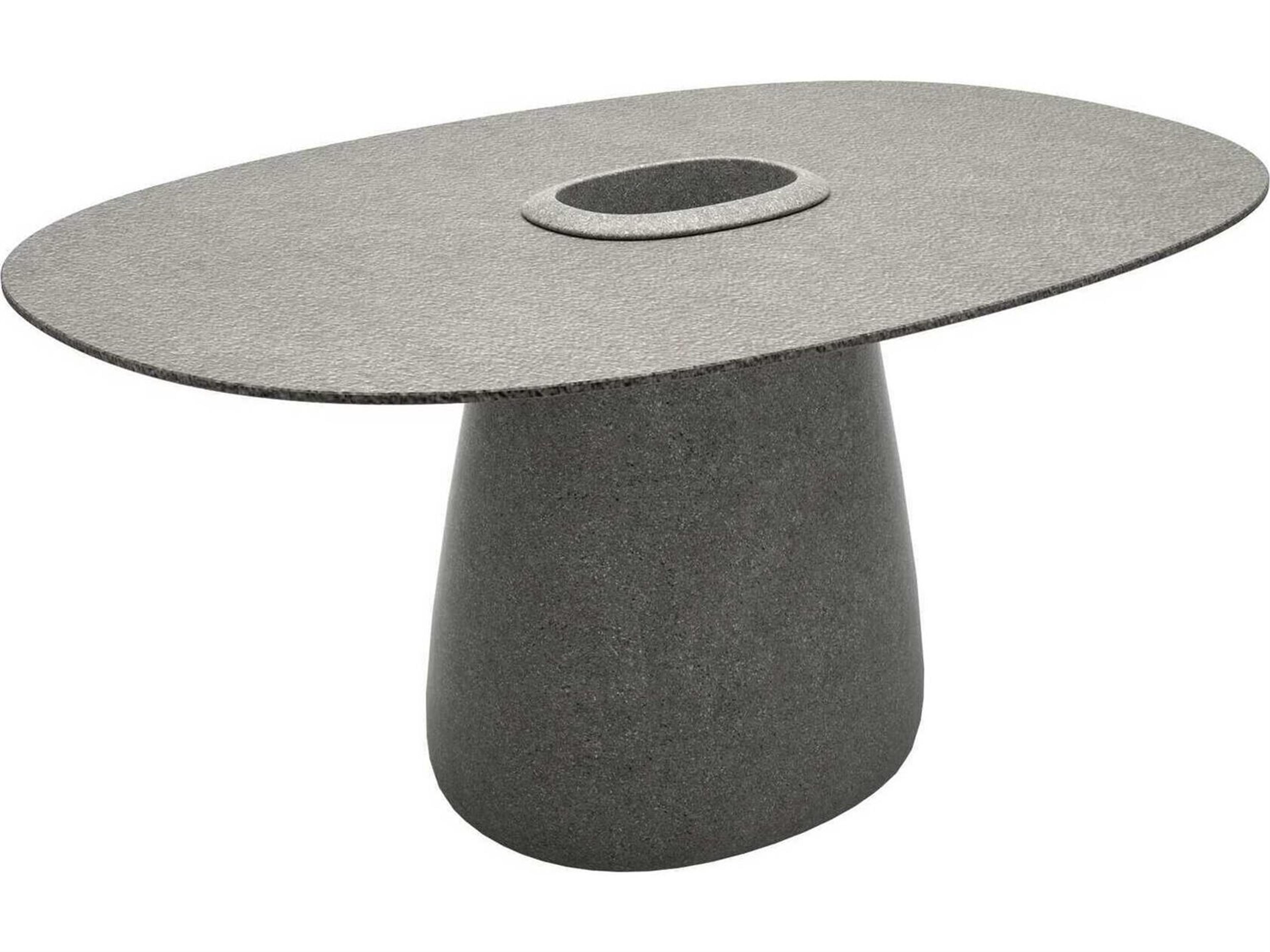 Qeeboo Outdoor Cobble Grey Mix Recycled Plastic Oval Dining Table