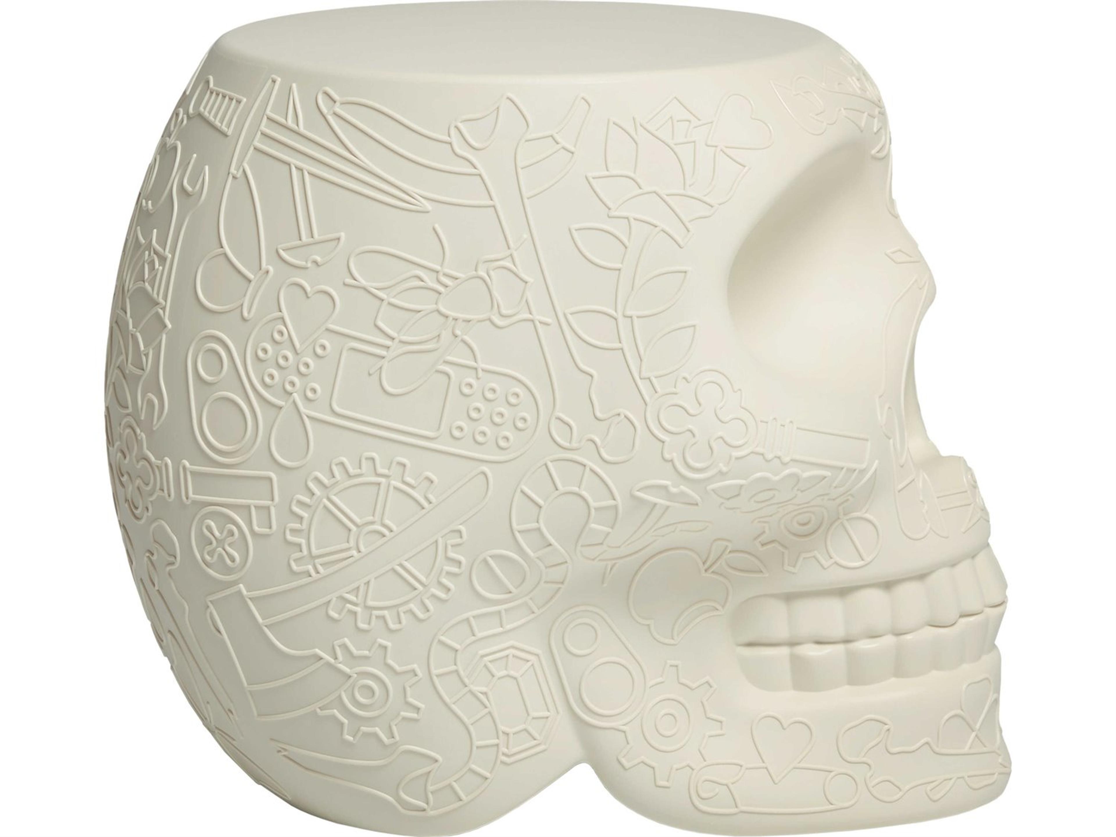 Qeeboo Outdoor Mexico Ivory Recycled Plastic Round End Table