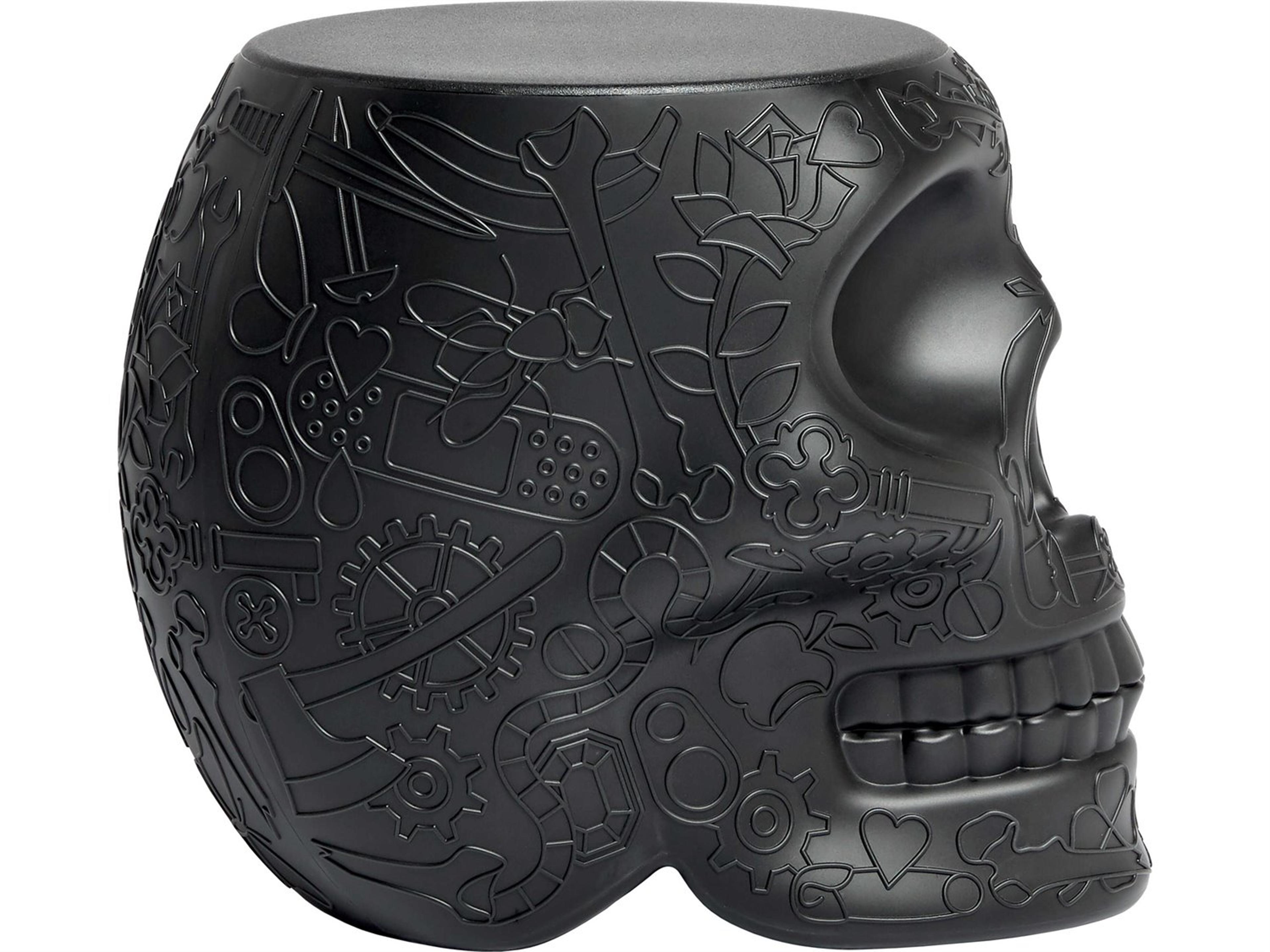 Qeeboo Outdoor Mexico Black Recycled Plastic Round End Table