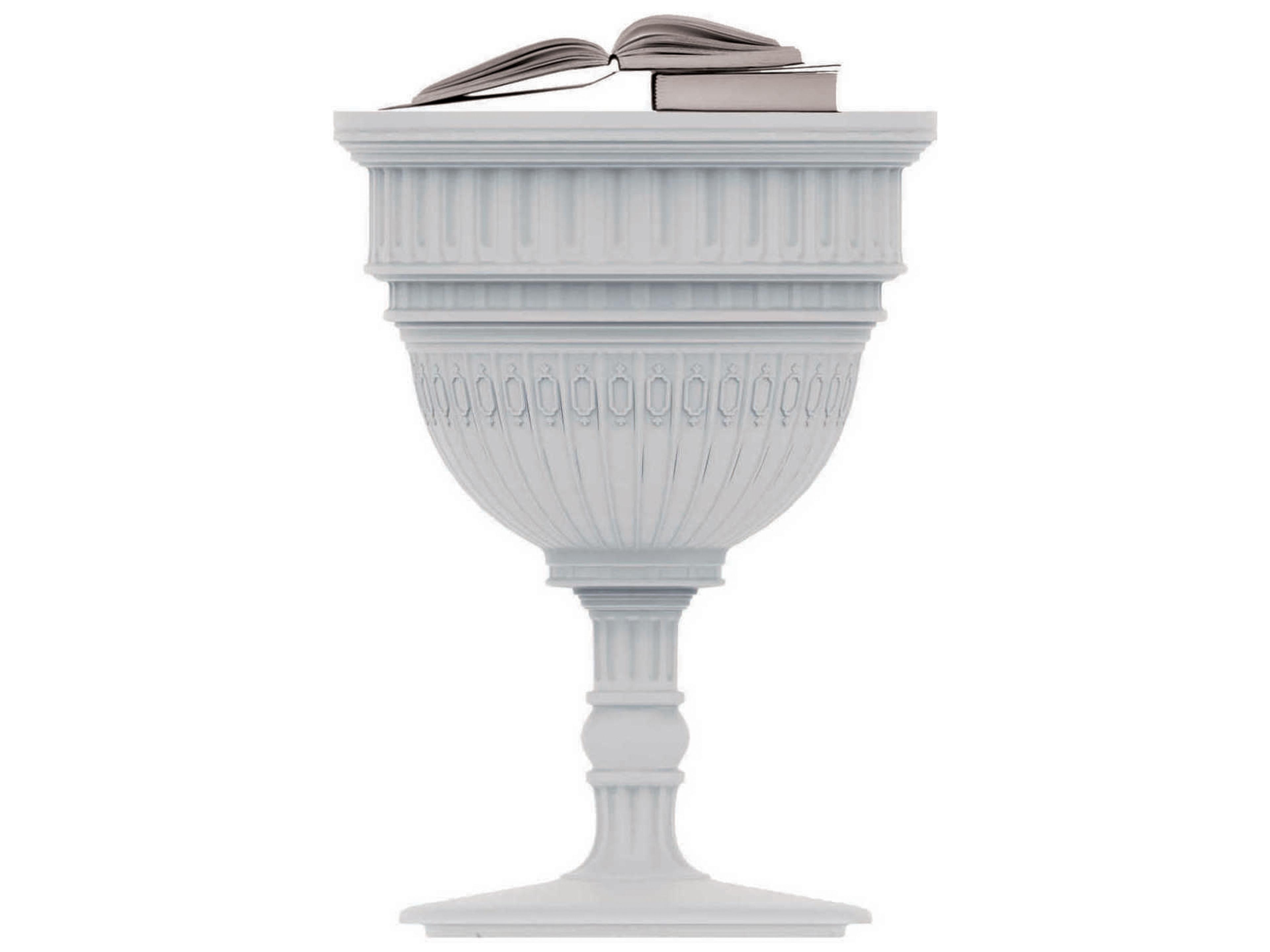 Qeeboo Outdoor Capitol White Recycled Plastic Round End Table