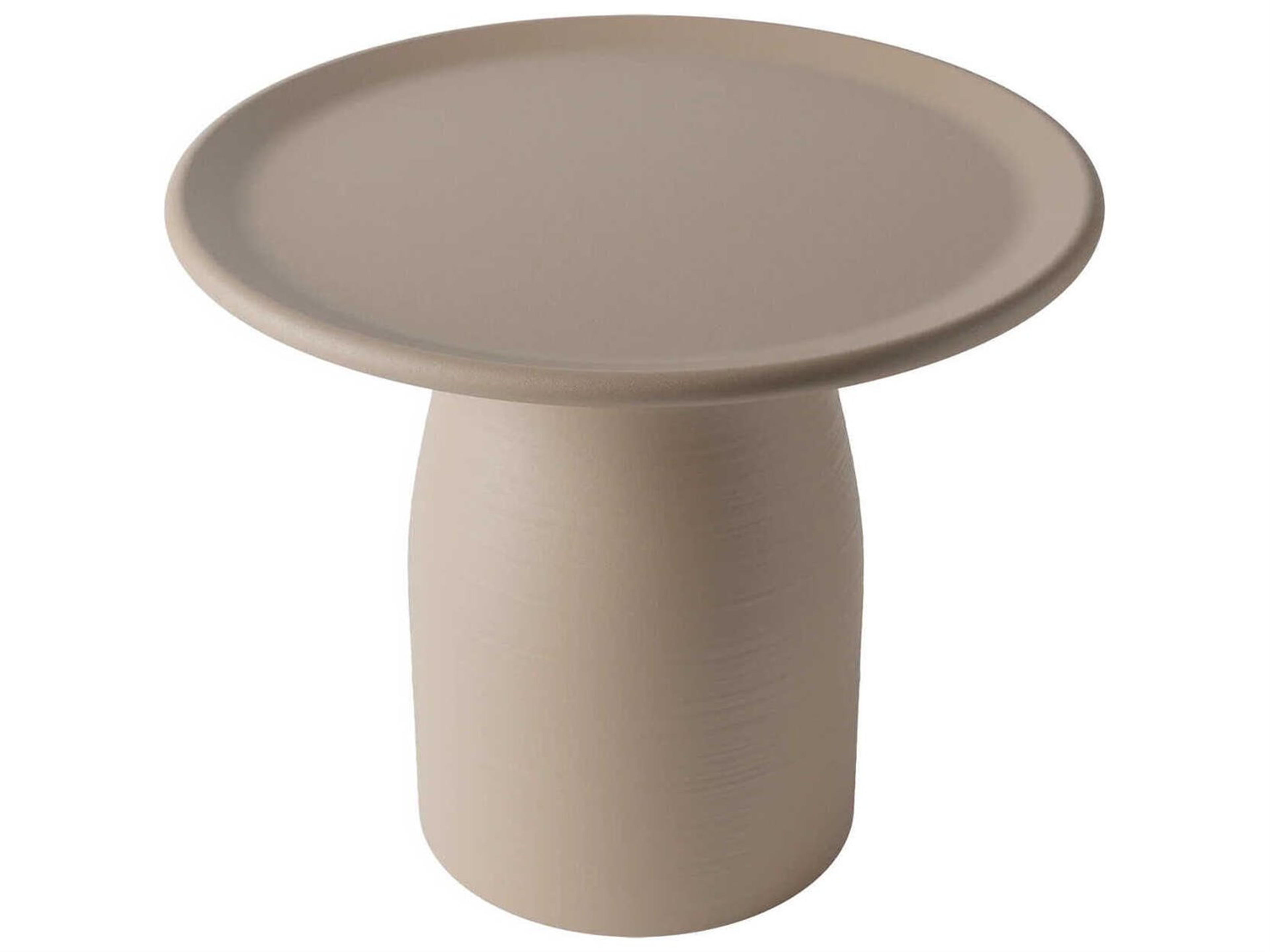 Qeeboo Outdoor Totino Dove Grey Recycled Plastic Round End Table