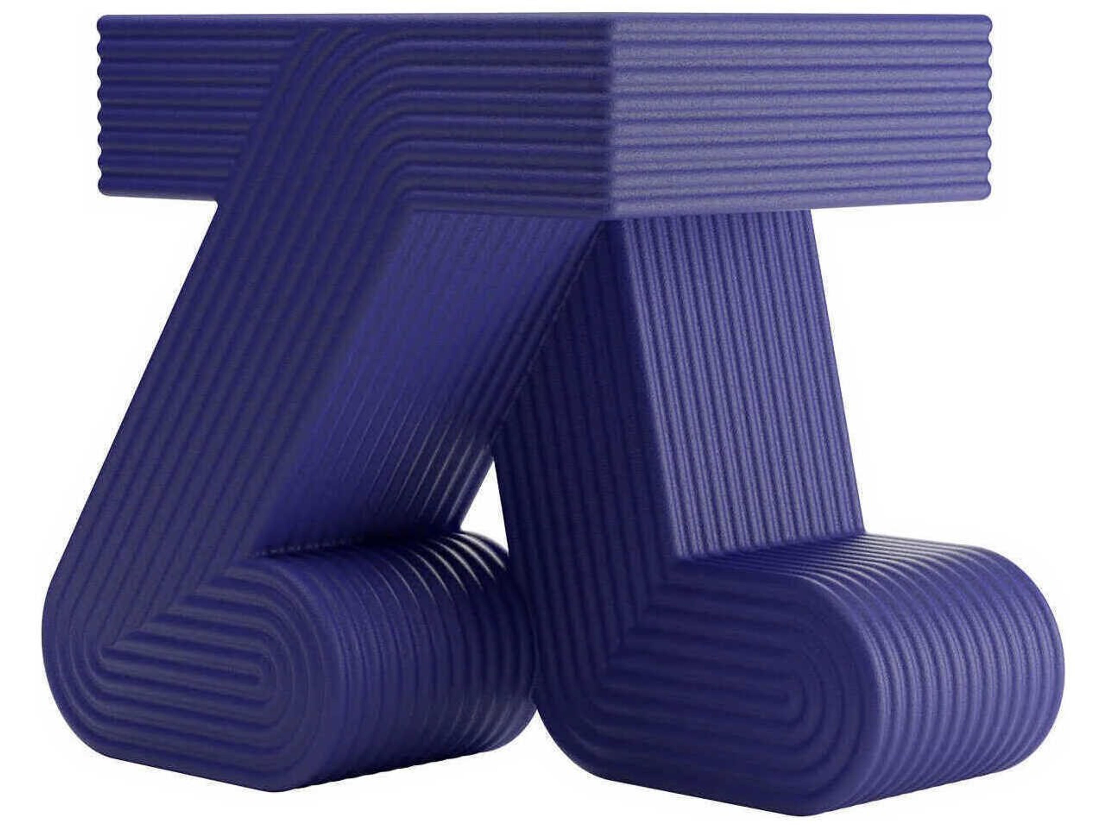Walking Blue Velvet Recycled Plastic Square End Table