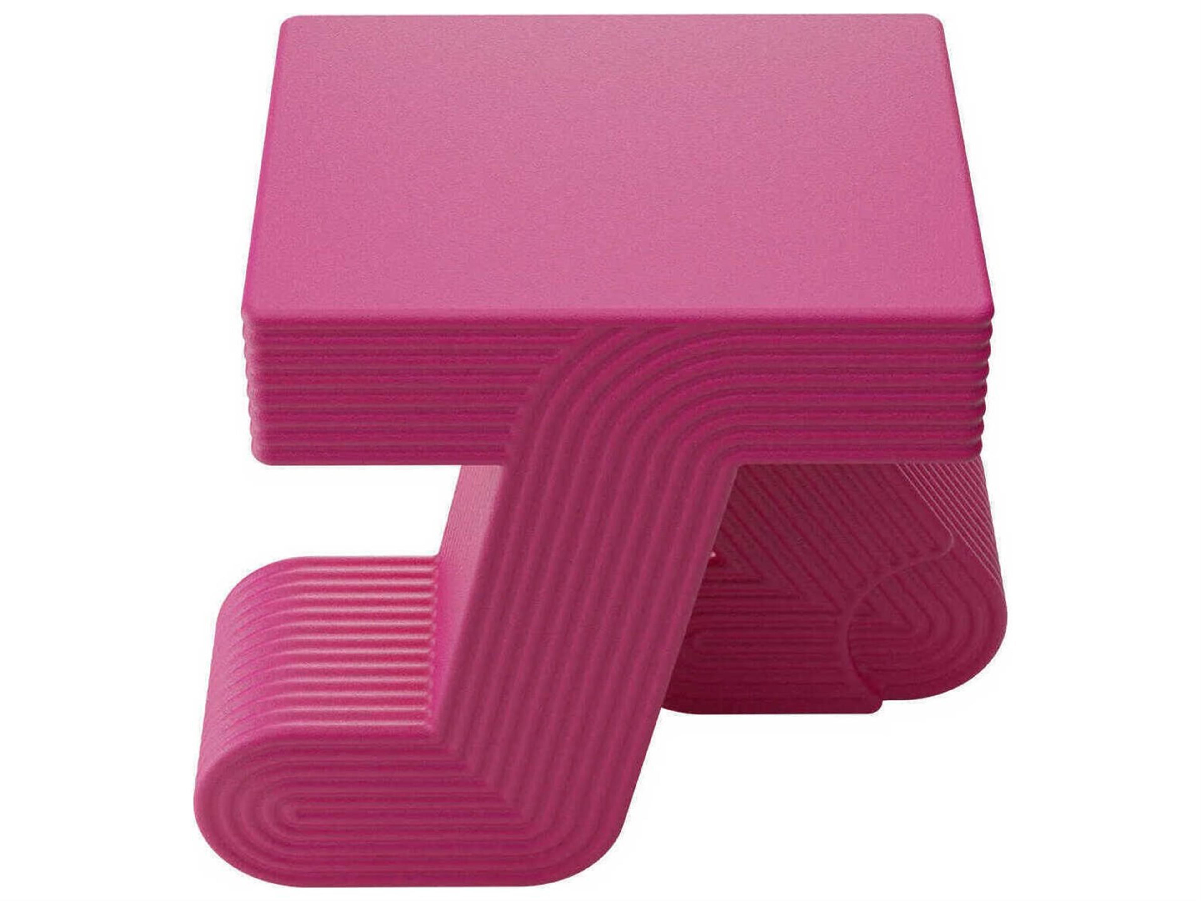 Qeeboo Outdoor Walking Fuchsia Recycled Plastic Square End Table