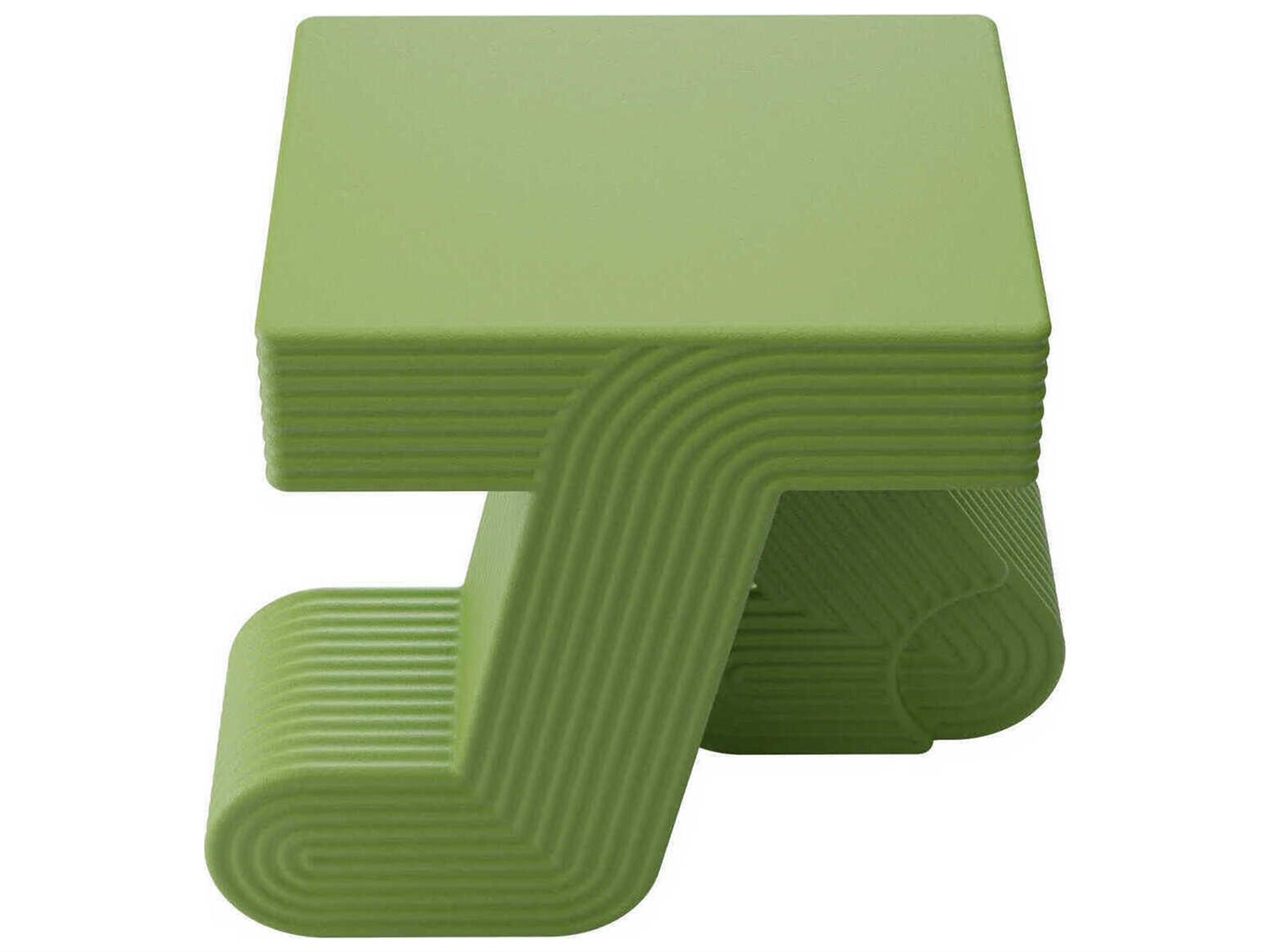 Qeeboo Outdoor Walking Green Recycled Plastic Square End Table