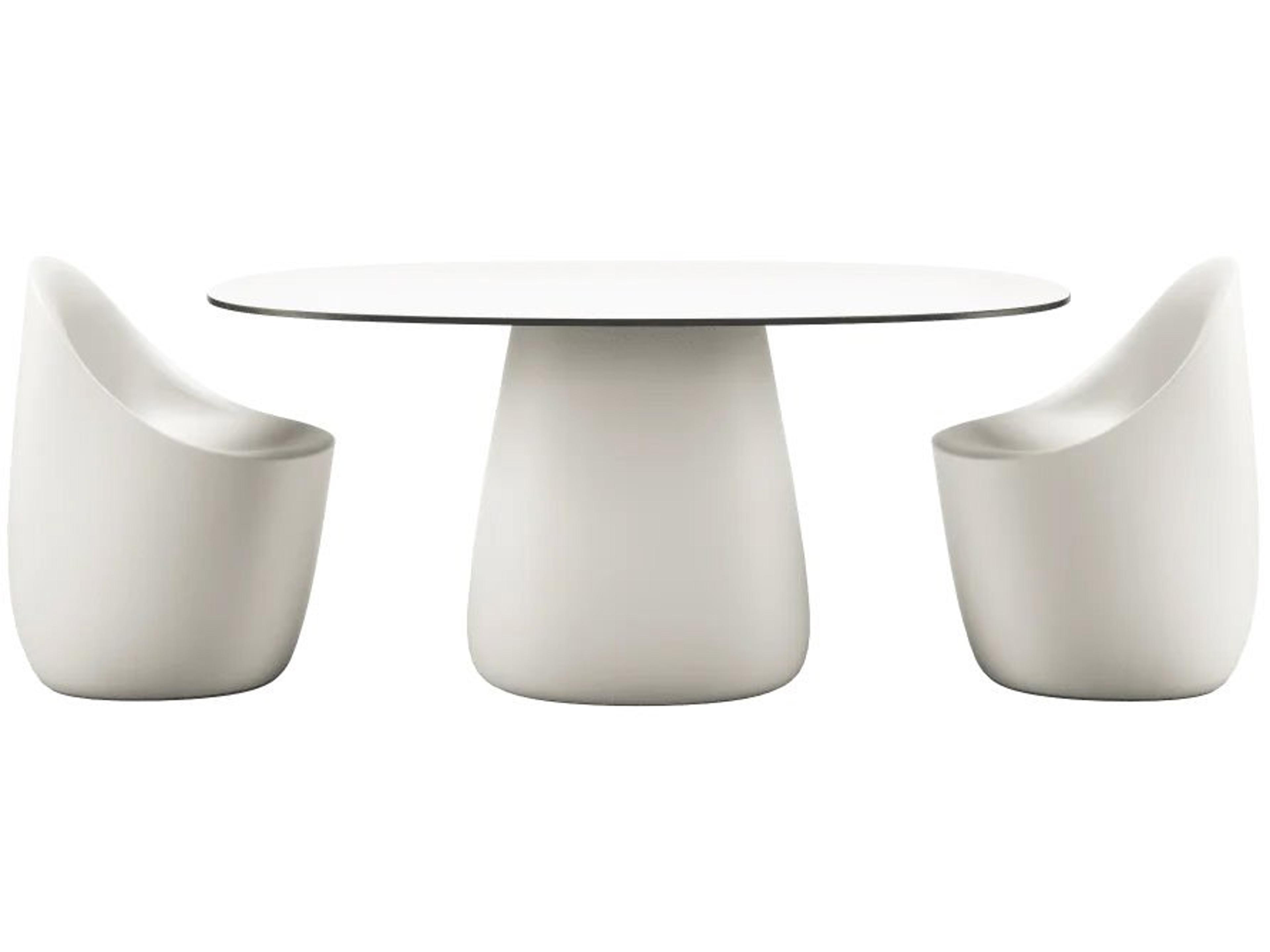 Cobble Warm White Black Stratified Recycled Plastic Dining Set