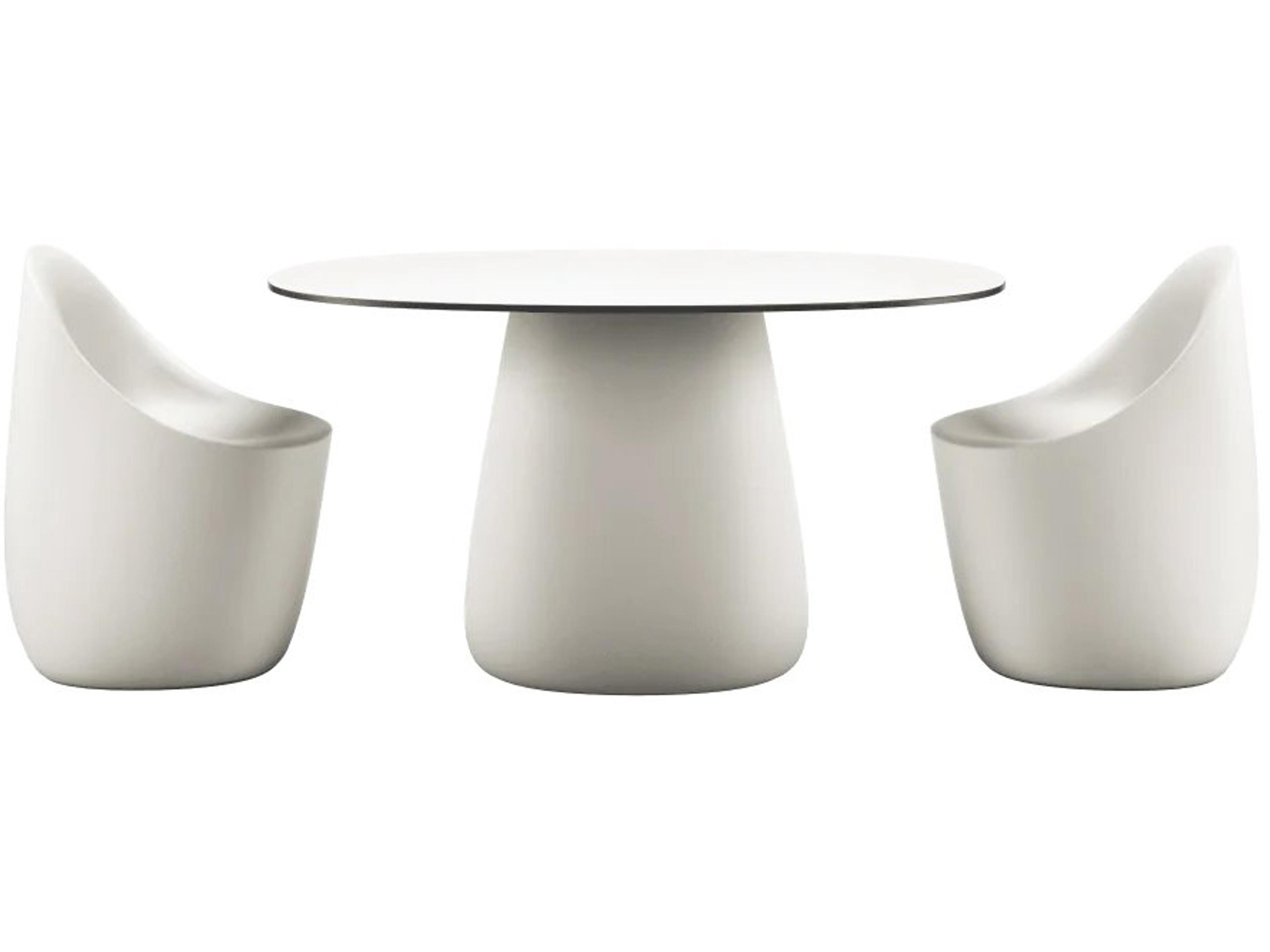 Cobble Warm White Black Stratified Recycled Plastic Dining Set