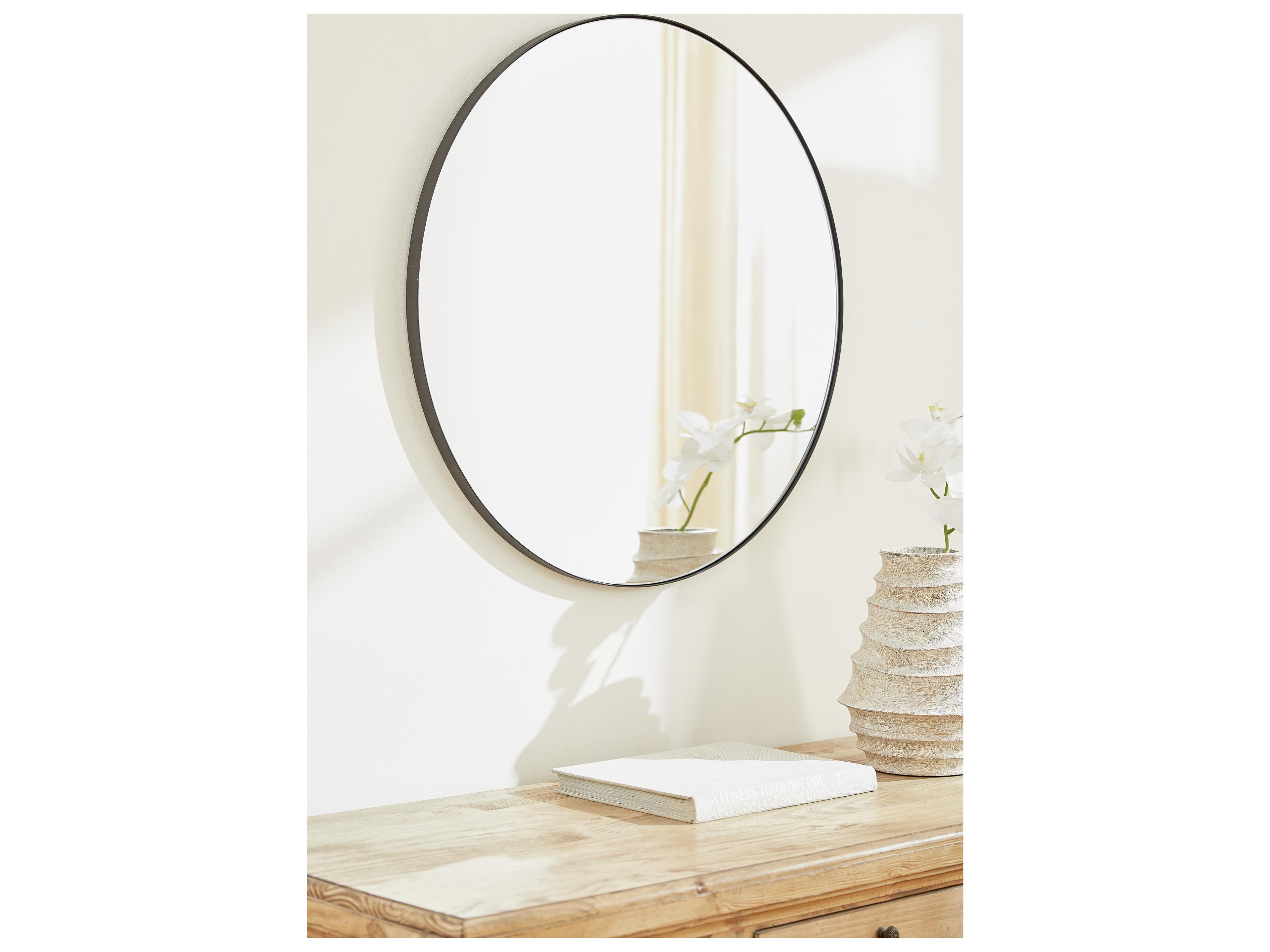 Quorum Matte Black Wall Mirror Round
