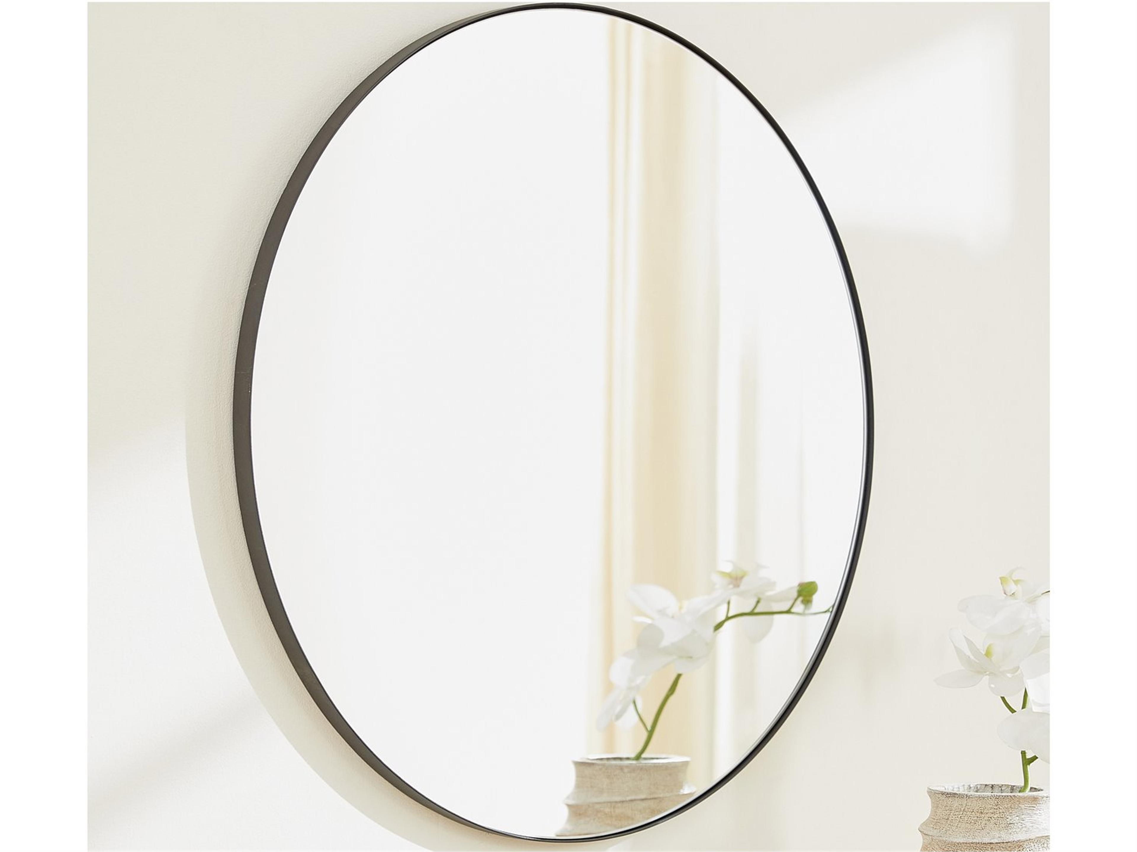 Matte Black Wall Mirror Round