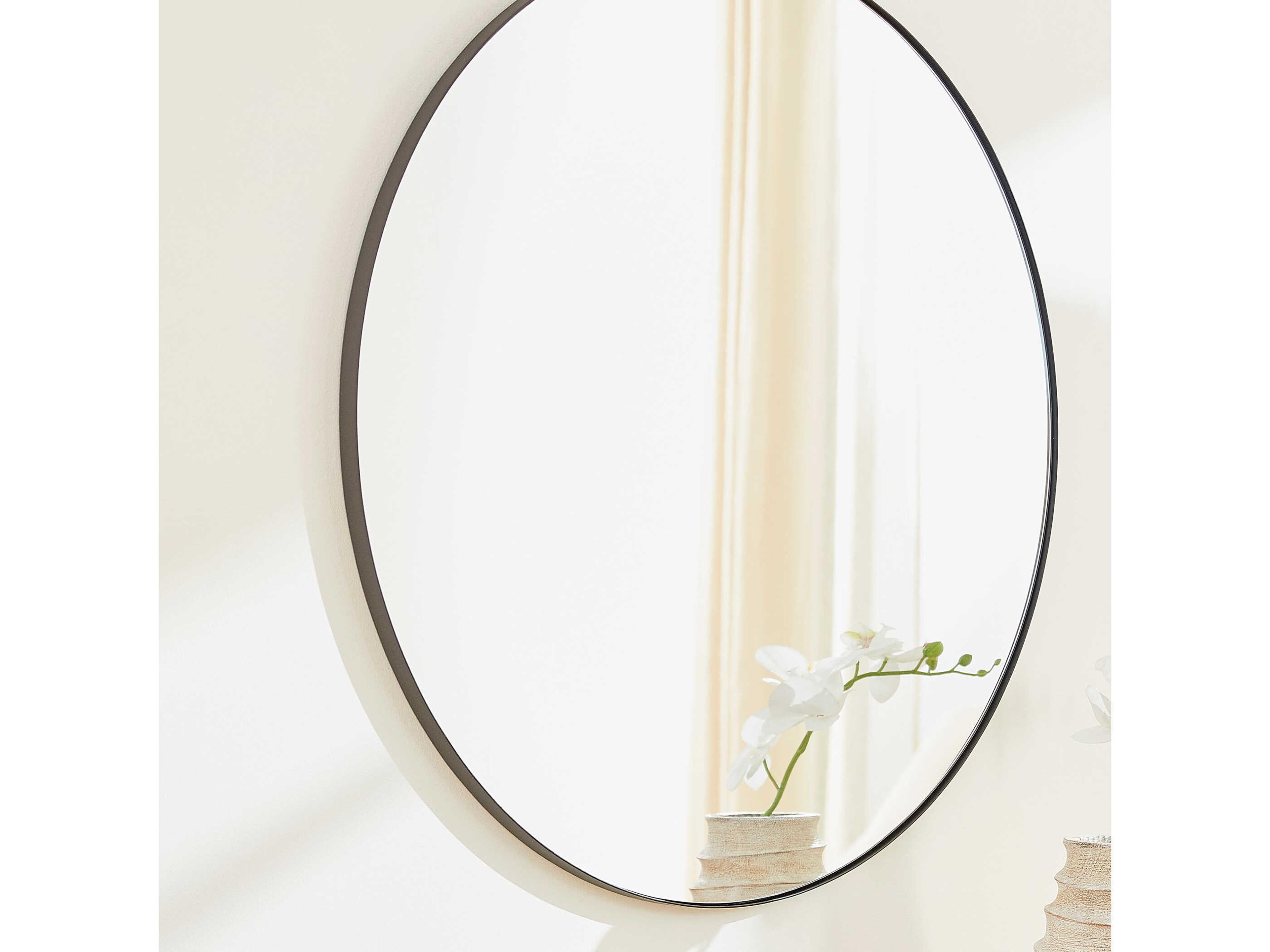 Quorum Matte Black Round Wall Mirror