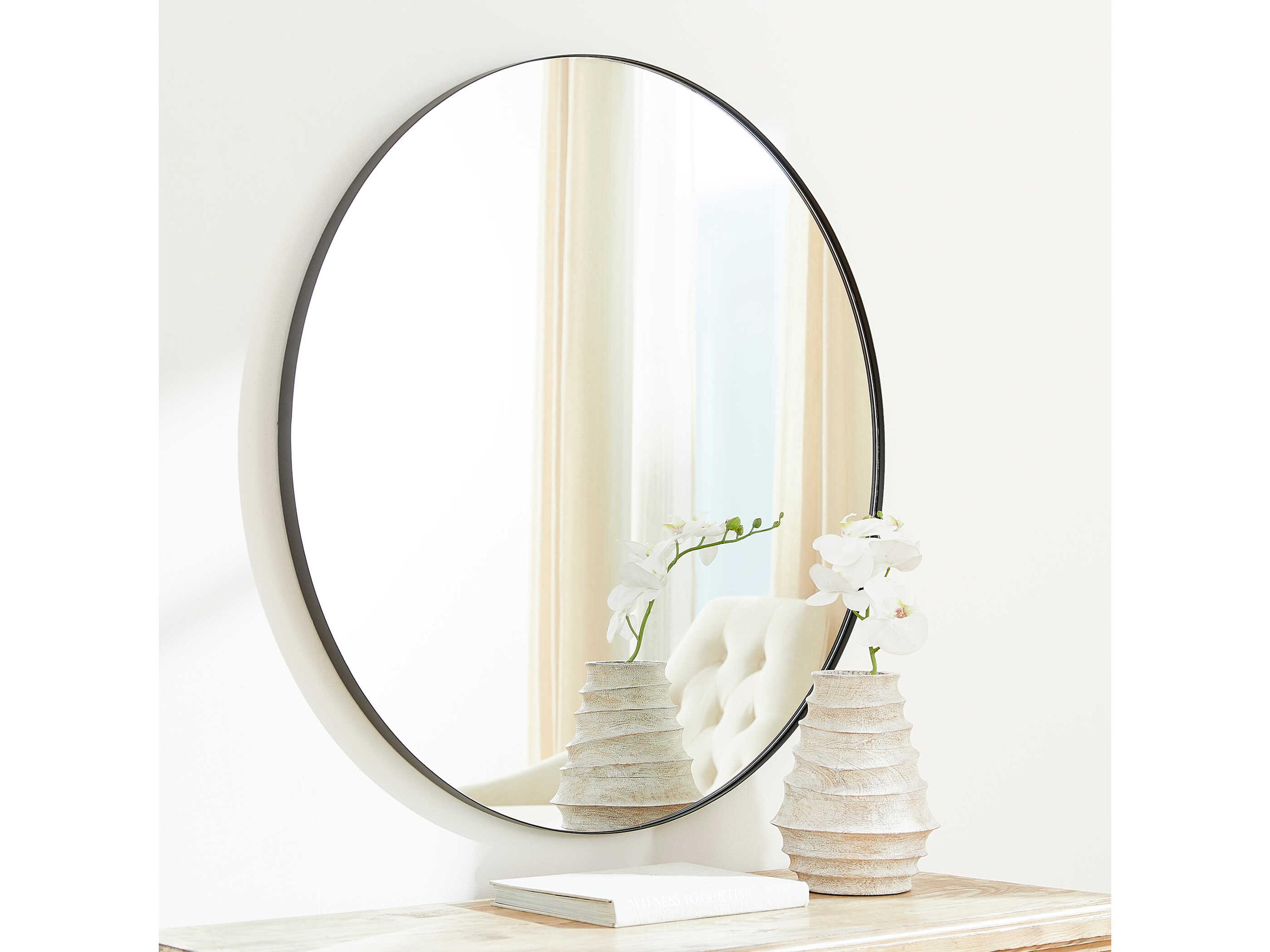 Quorum Matte Black Round Wall Mirror