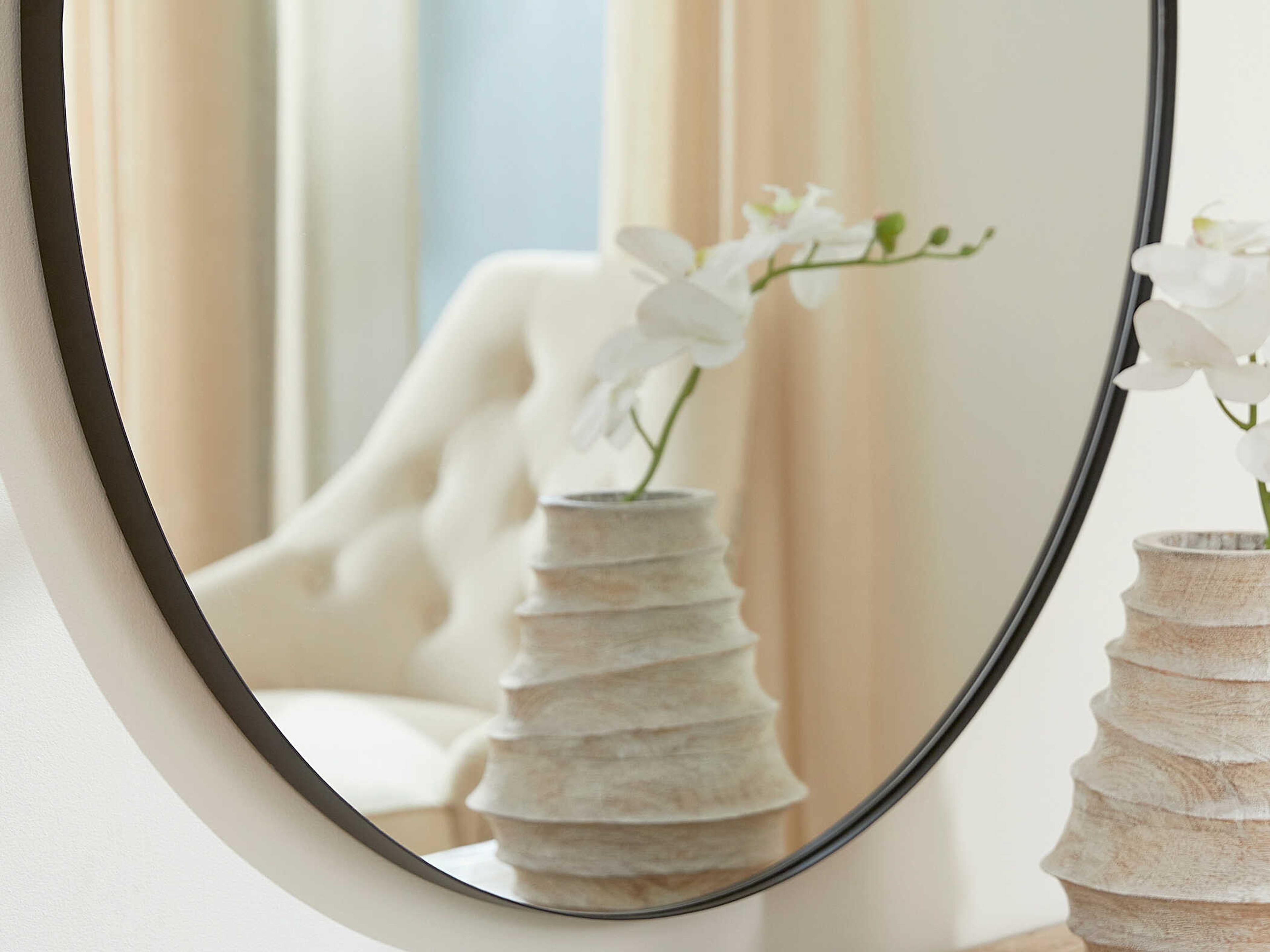 Quorum Matte Black Round Wall Mirror