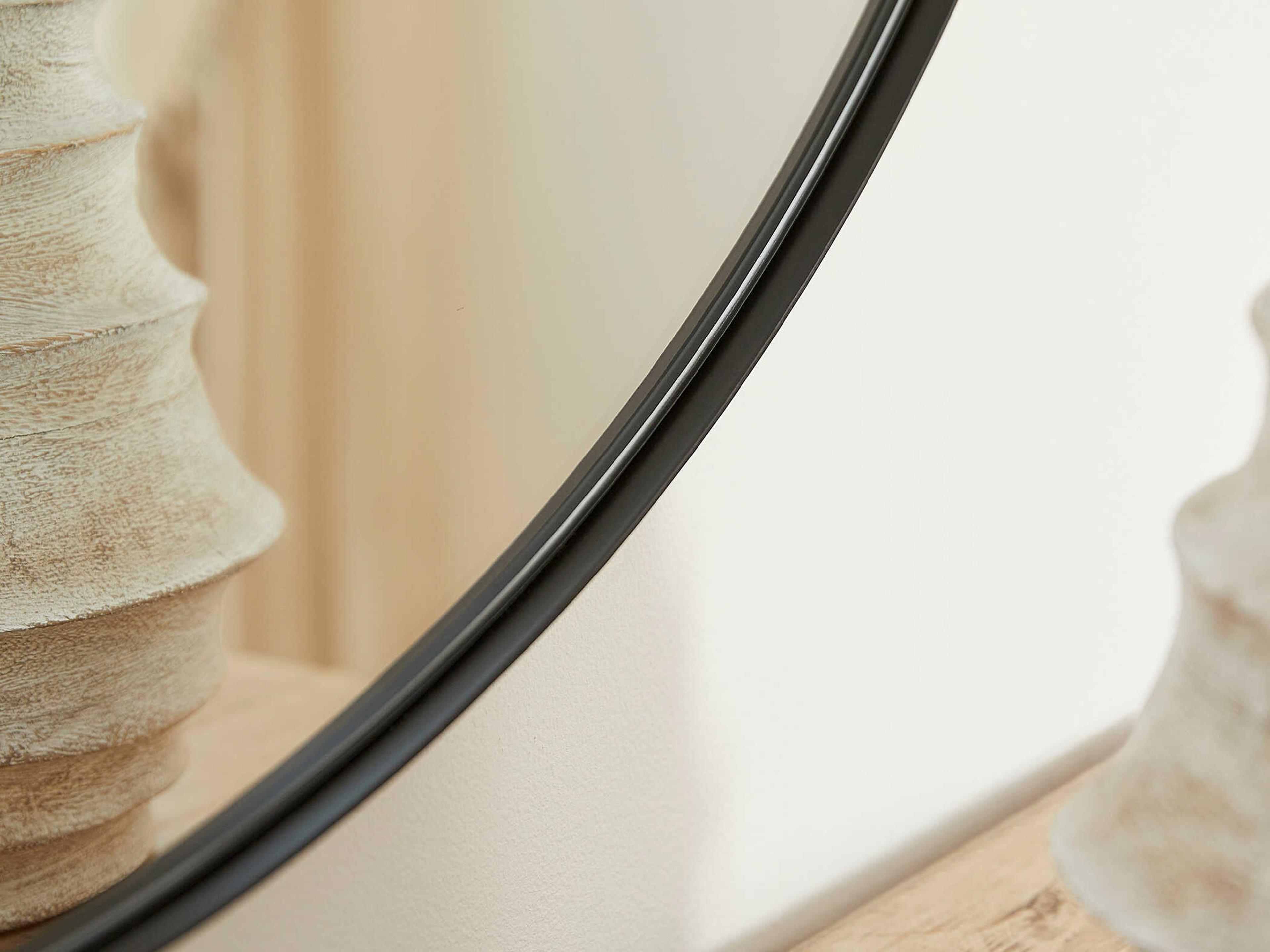 Quorum Matte Black Round Wall Mirror