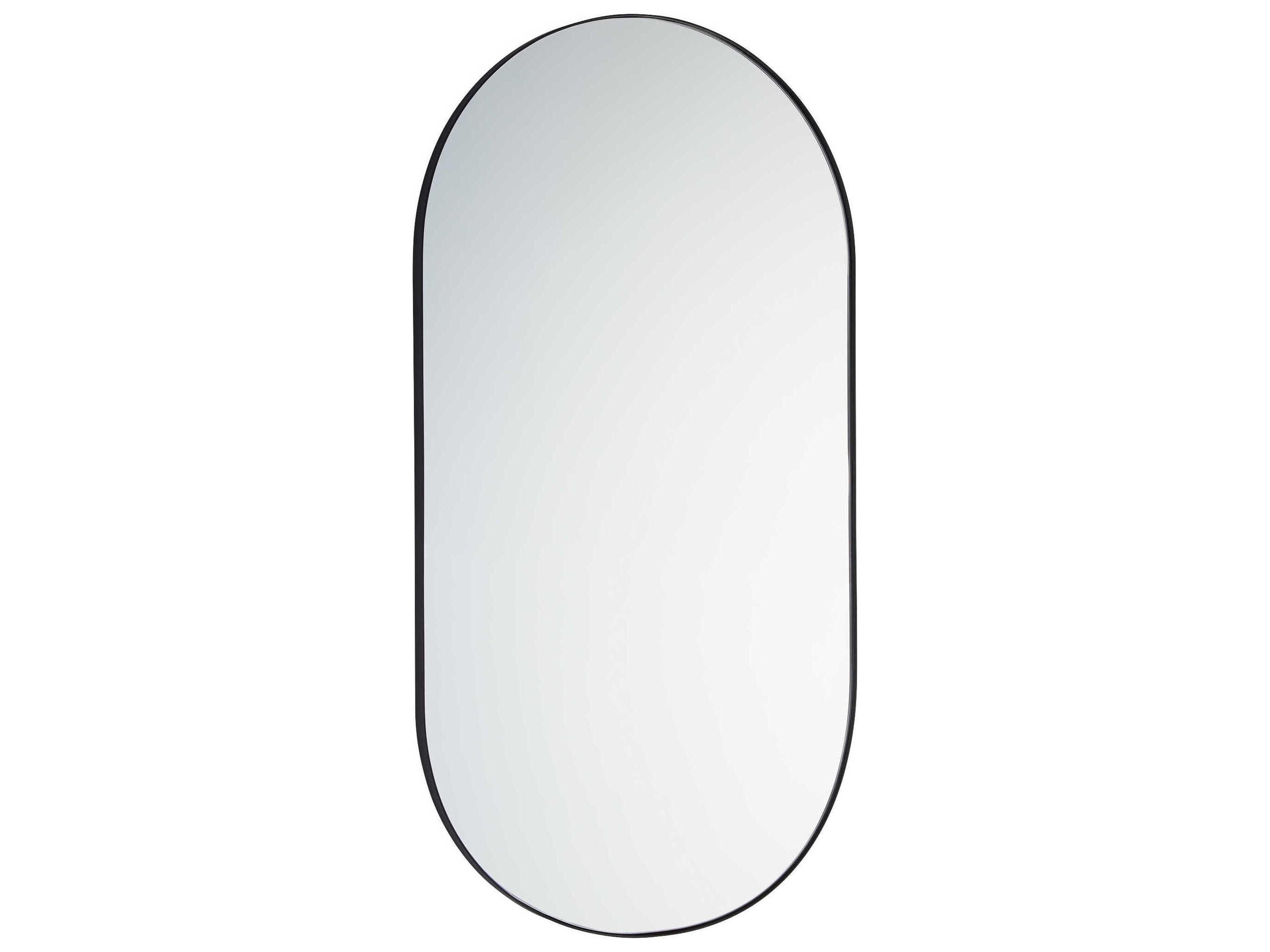 Matte Black Oval Capsule Wall Mirror