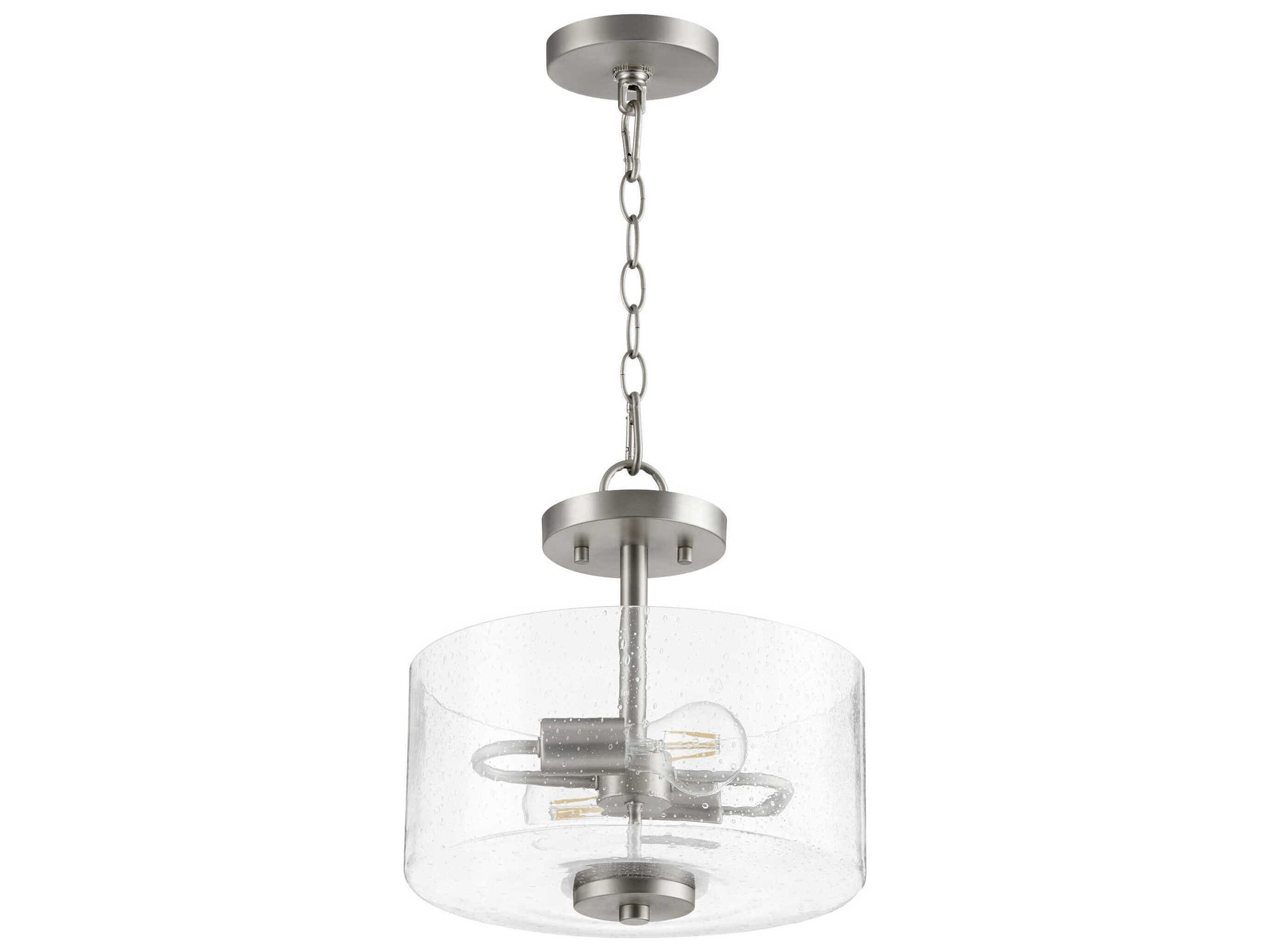 Dakota 2-Light Satin Nickel Drum Mini Pendant