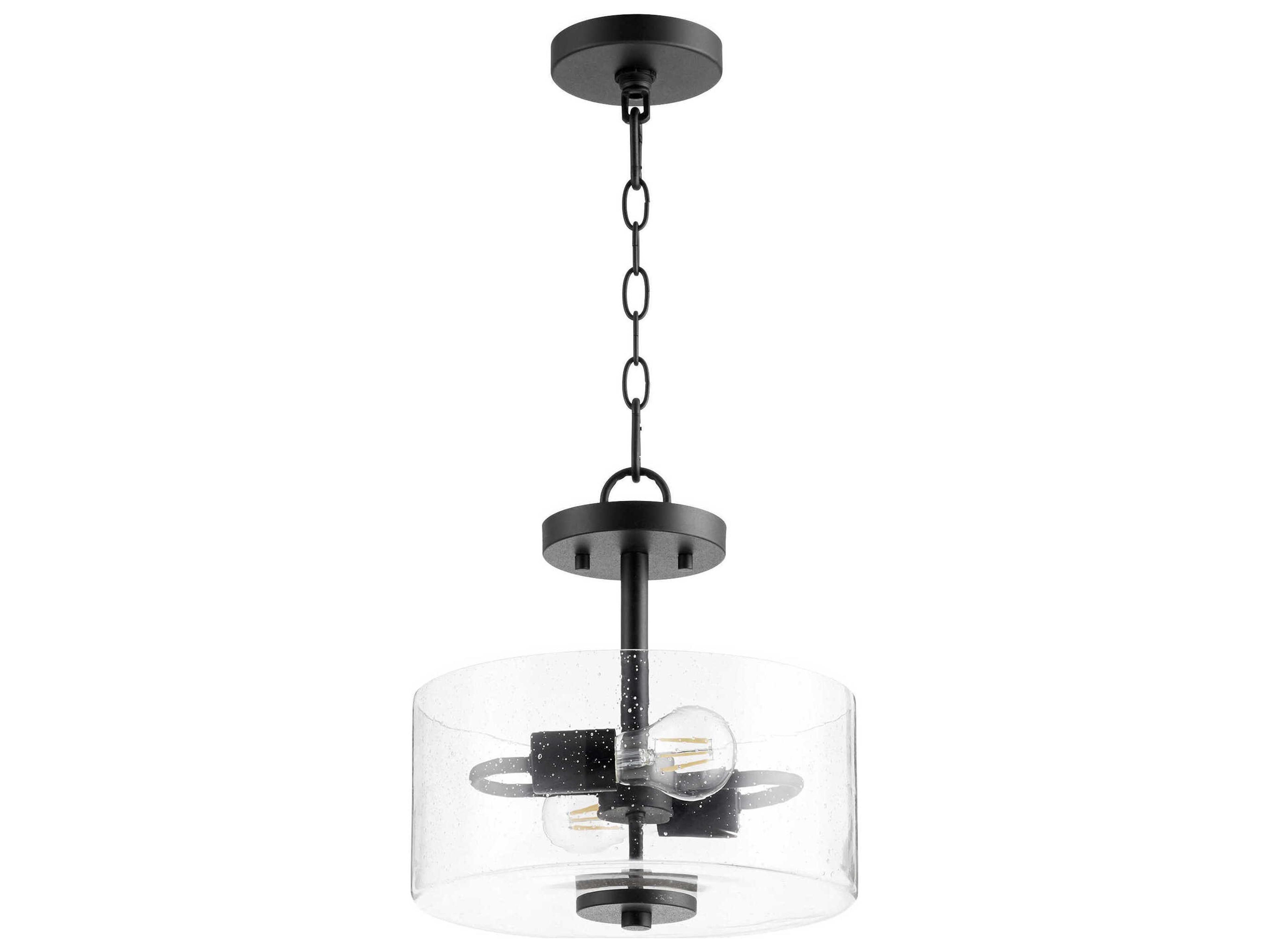 Dakota 2-Light Noir Clear Drum Mini Pendant