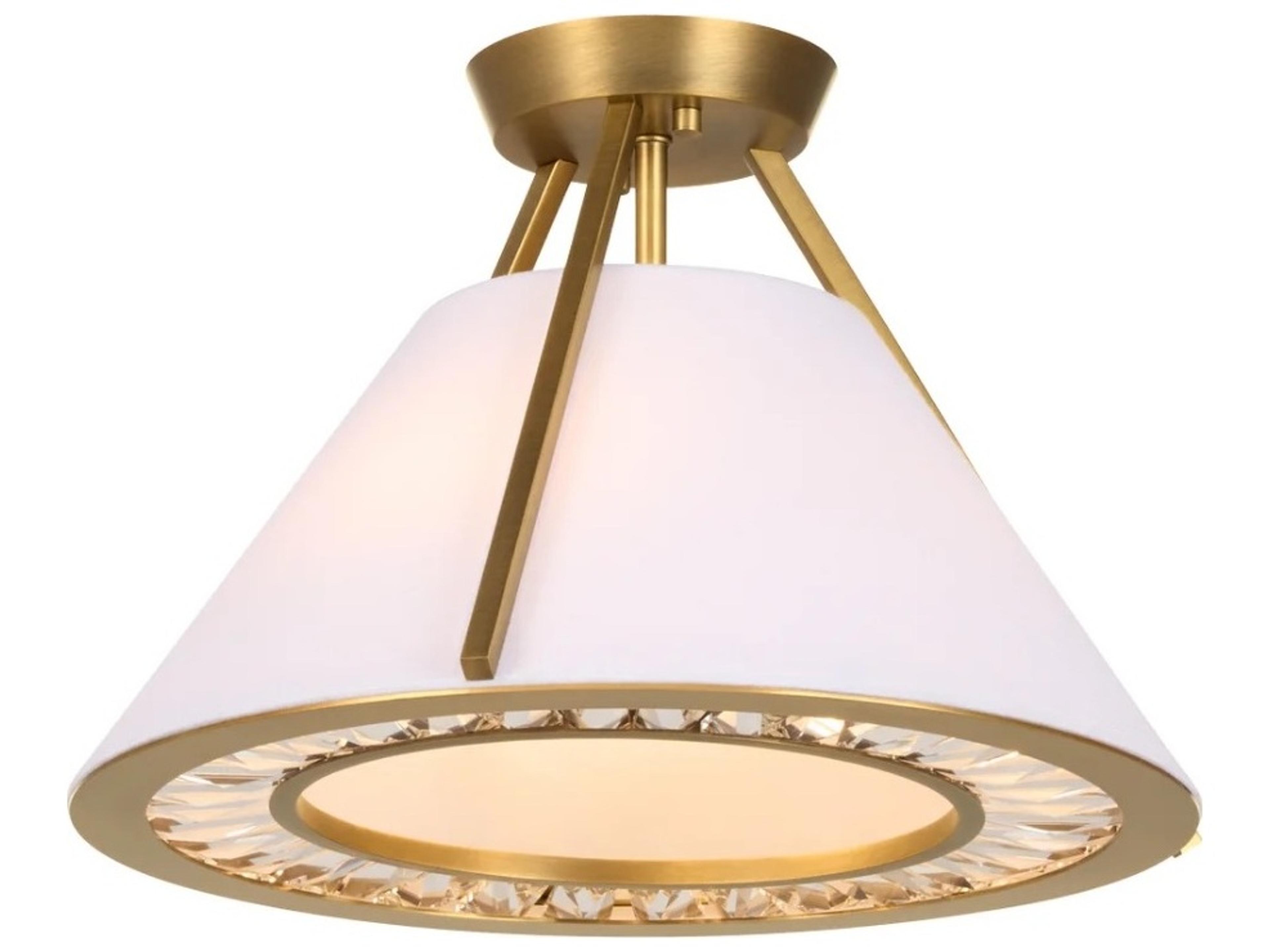 Quorum Gorham 3-Light Brushed Brass Semi Flush Mount