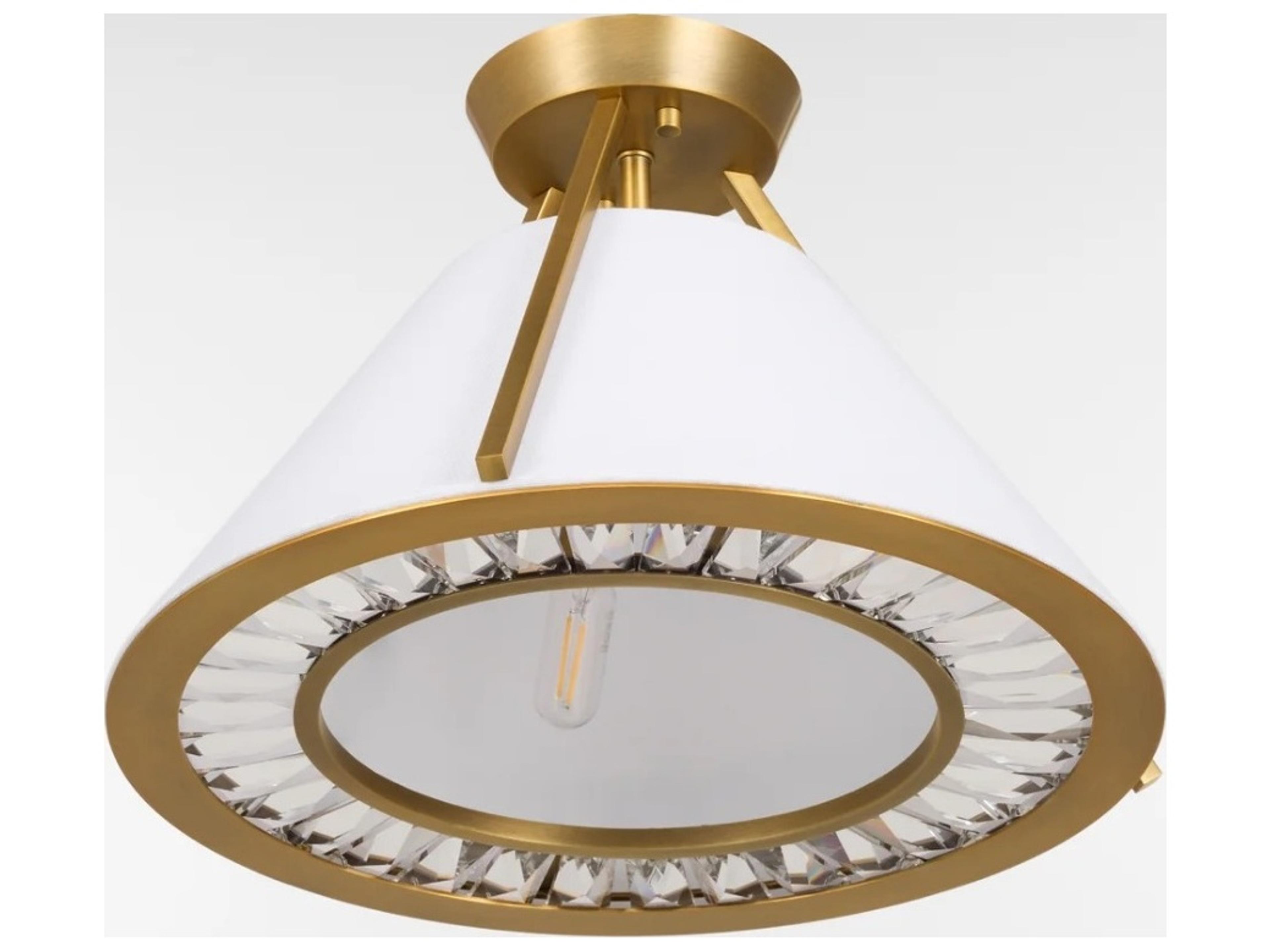 Quorum Gorham 3-Light Brushed Brass Semi Flush Mount