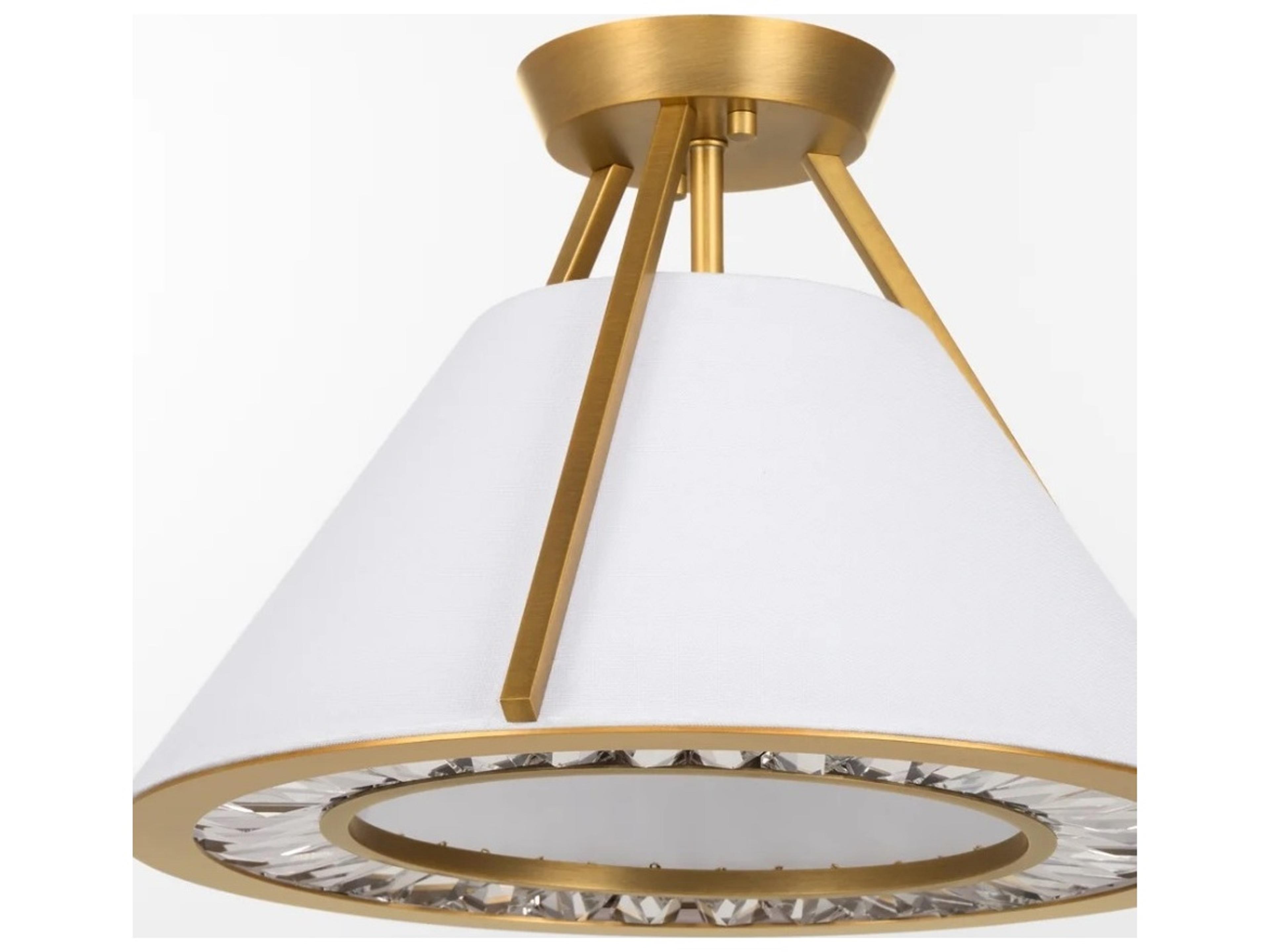 Quorum Gorham 3-Light Brushed Brass Semi Flush Mount