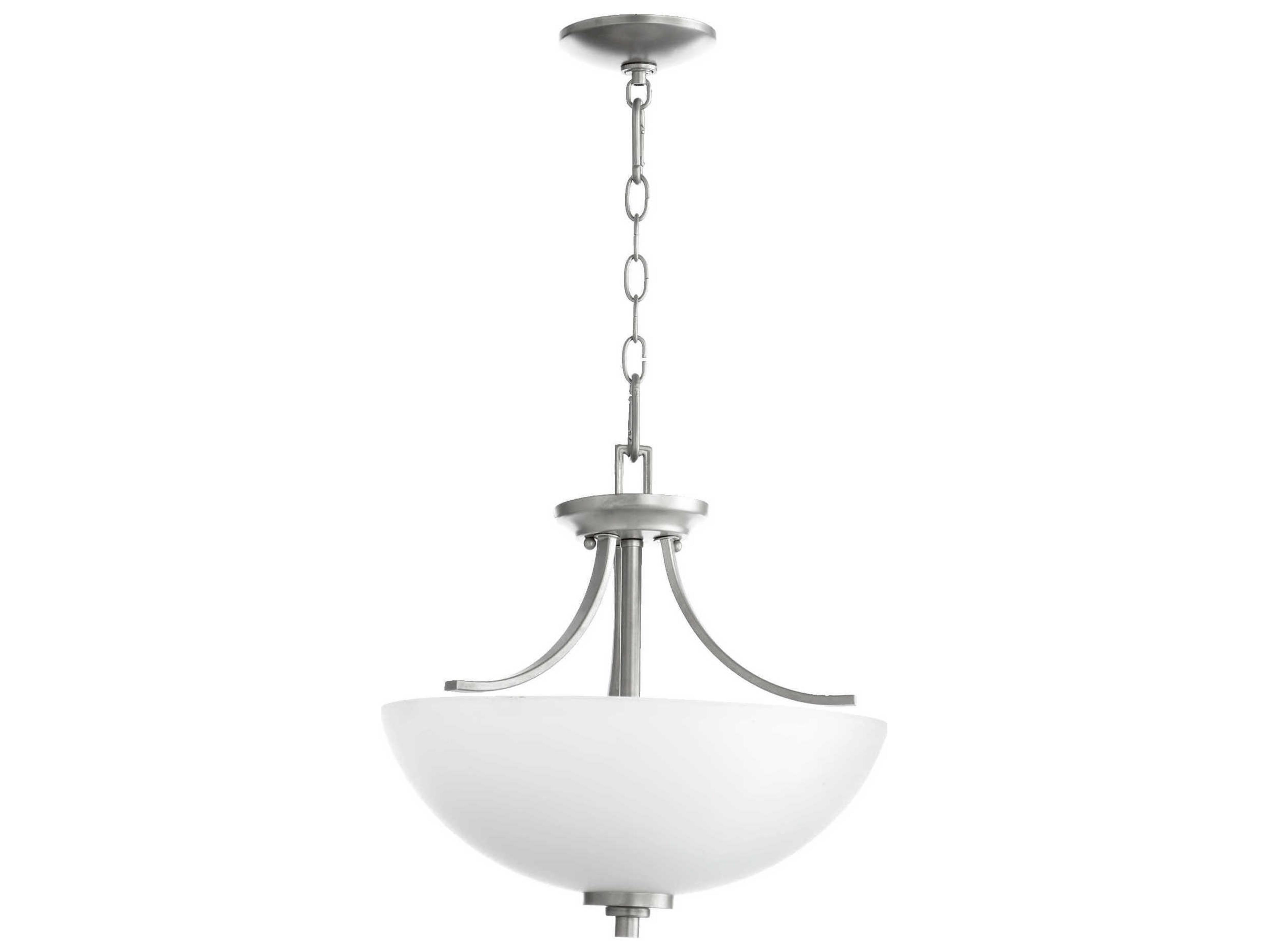 Reyes 3-Light Classic Nickel Glass Bowl Pendant