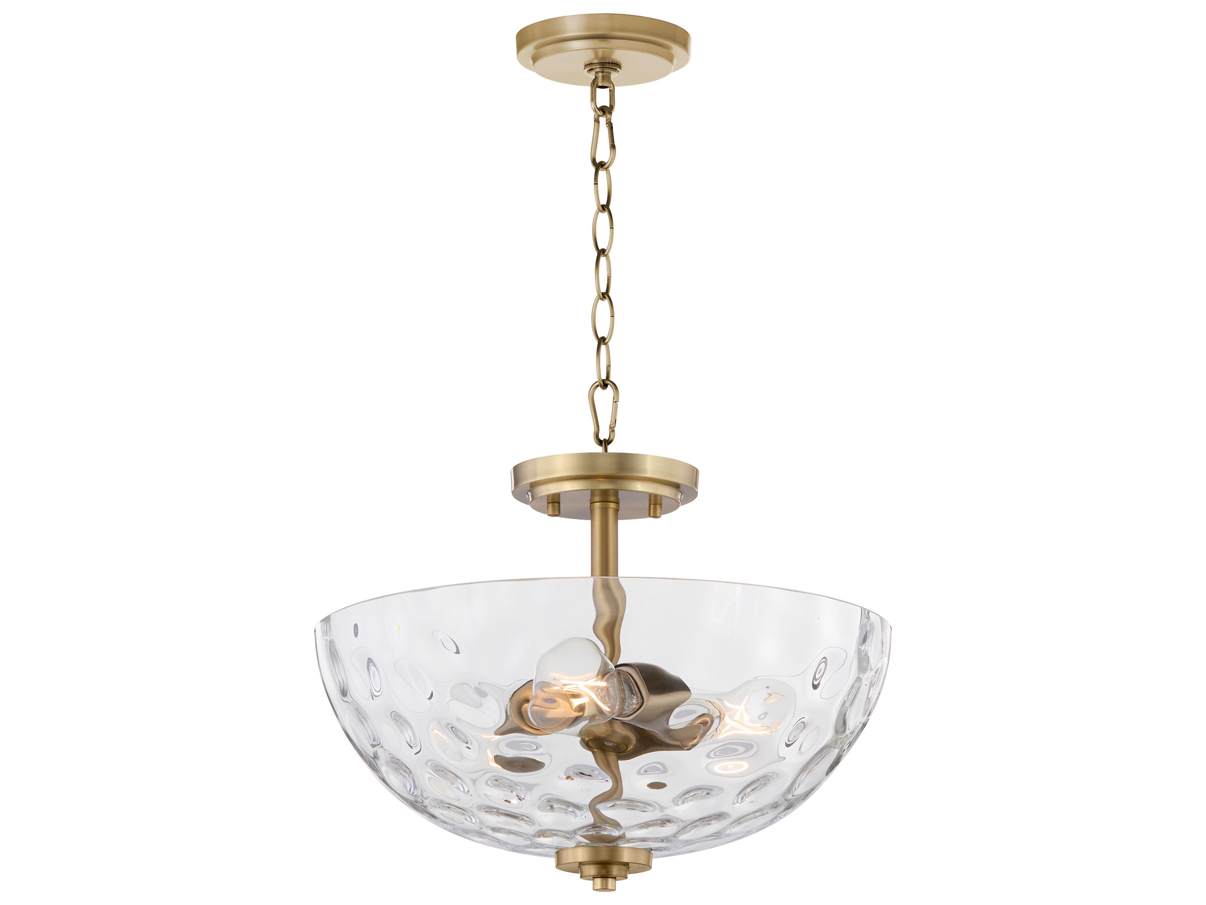 Quorum Adams 3-Light Aged Brass Bowl Pendant