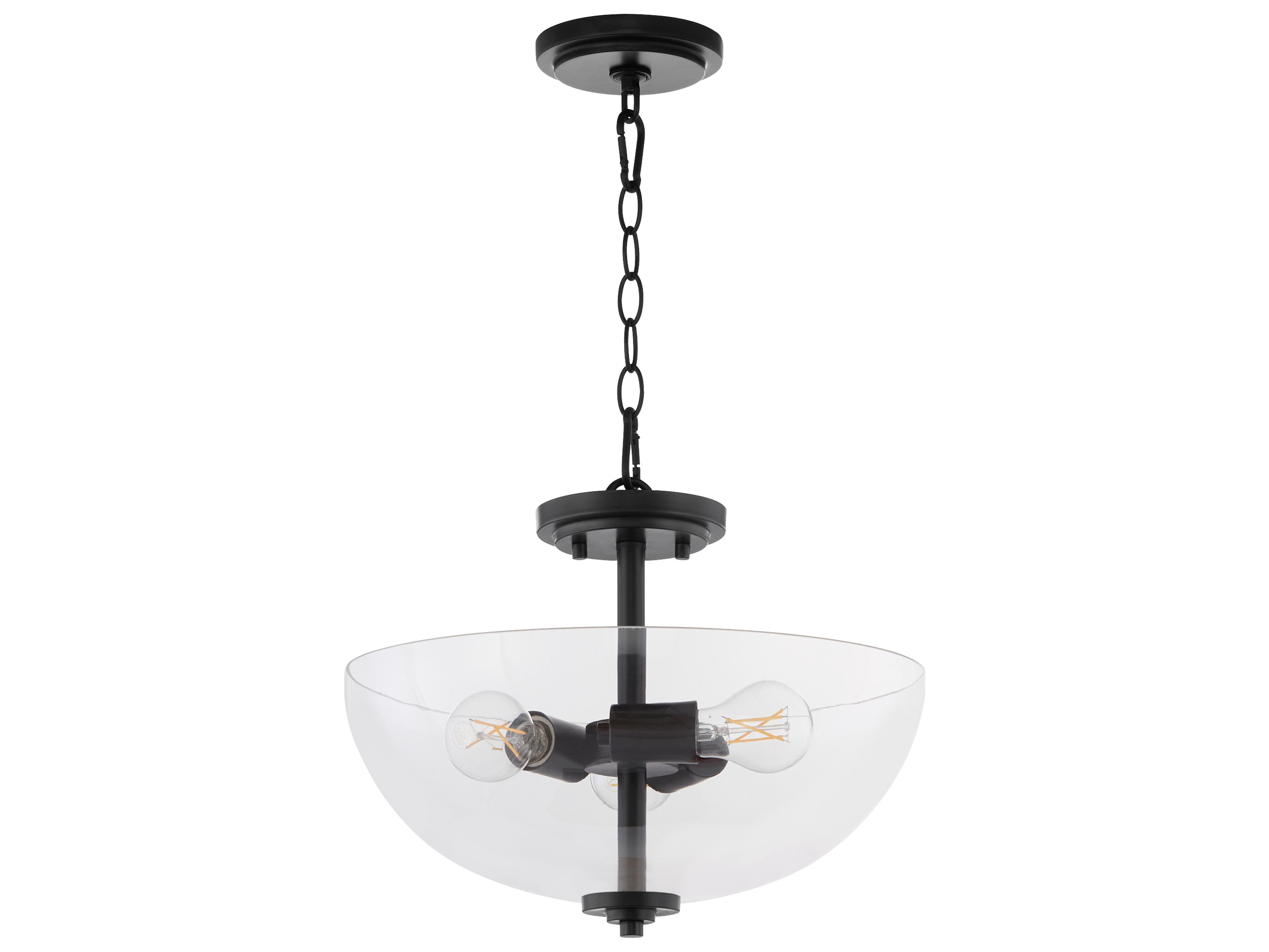 Adams 3-Light Matte Black Bowl Pendant