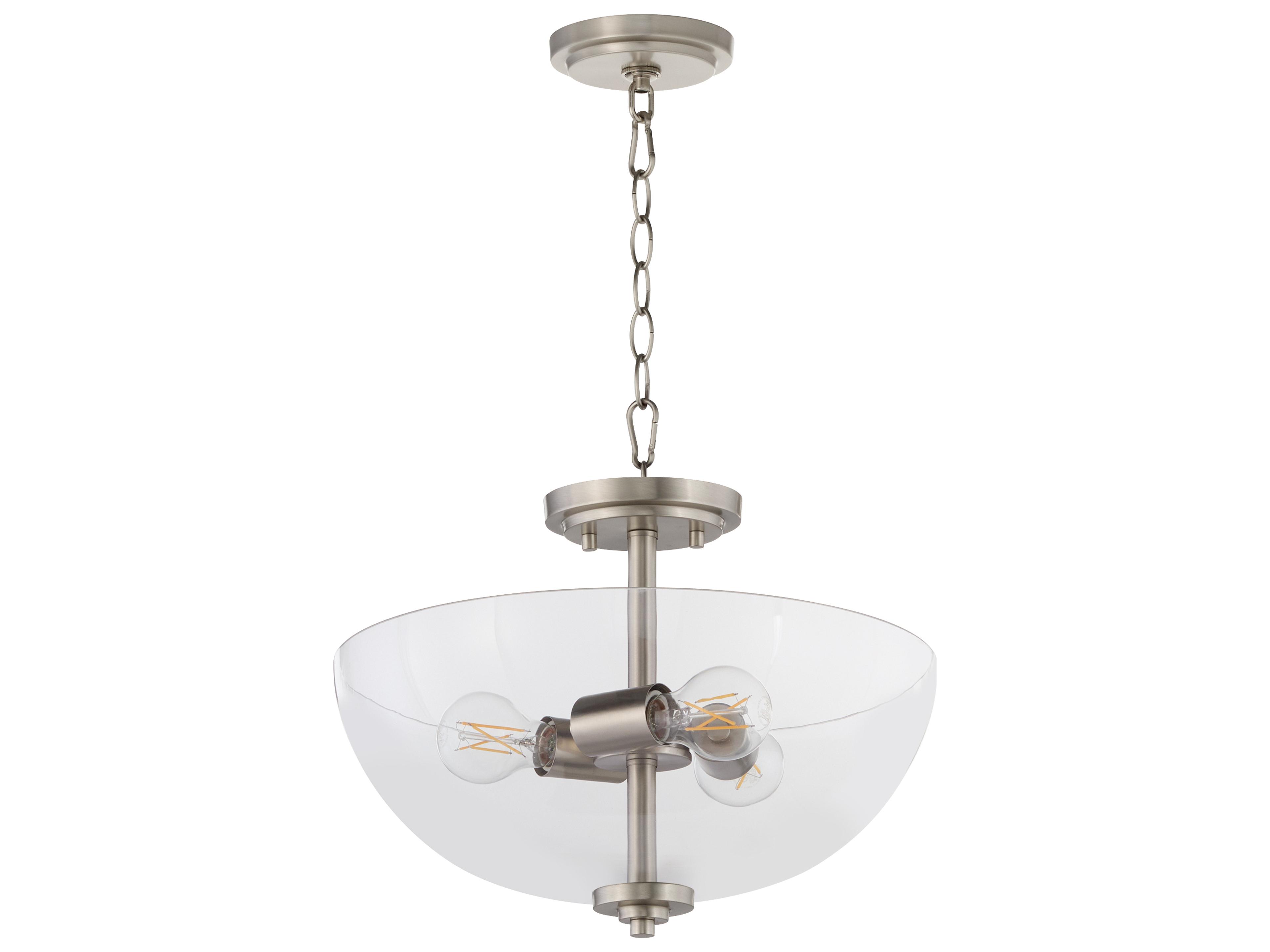 Adams 3-Light Satin Nickel Bowl Pendant