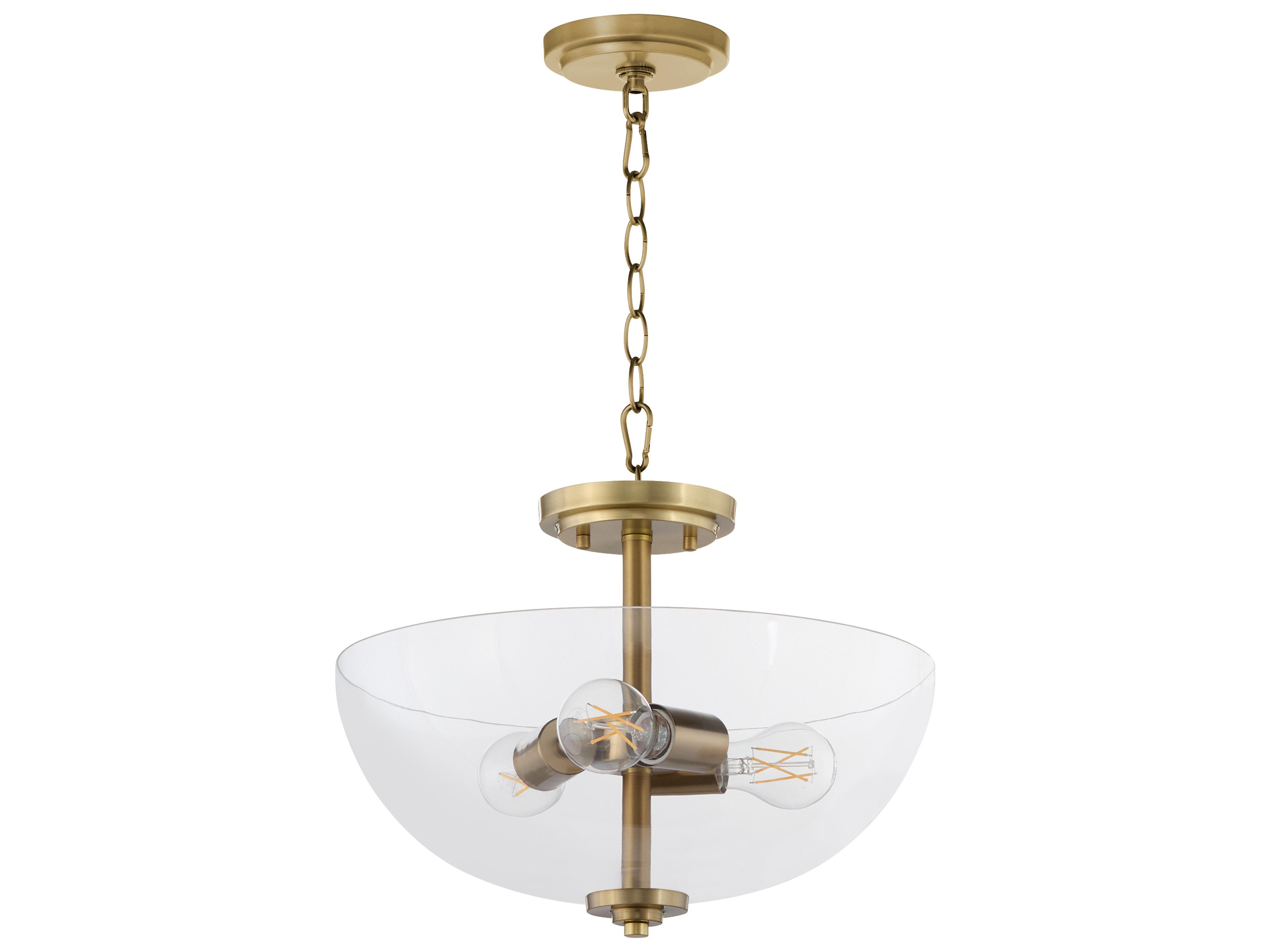 Adams 3-Light Aged Brass Bowl Pendant