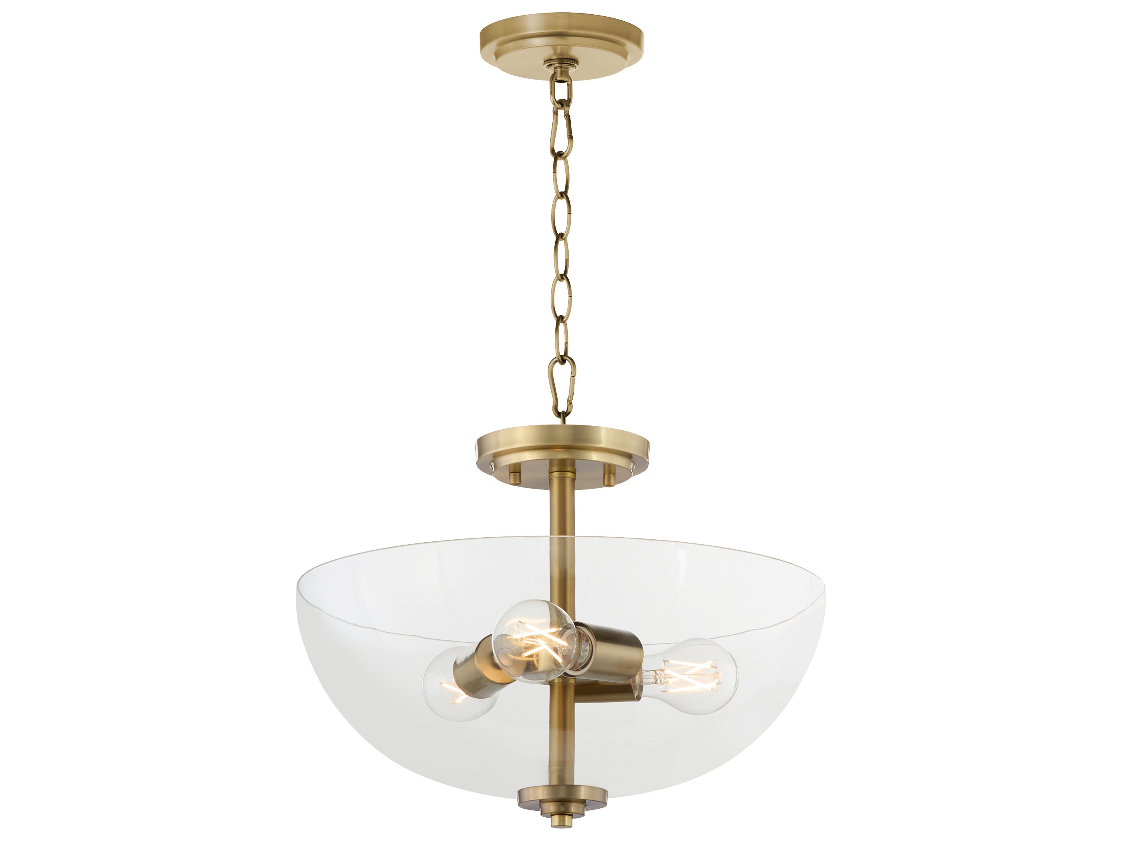 Quorum Adams 3-Light Aged Brass Bowl Pendant