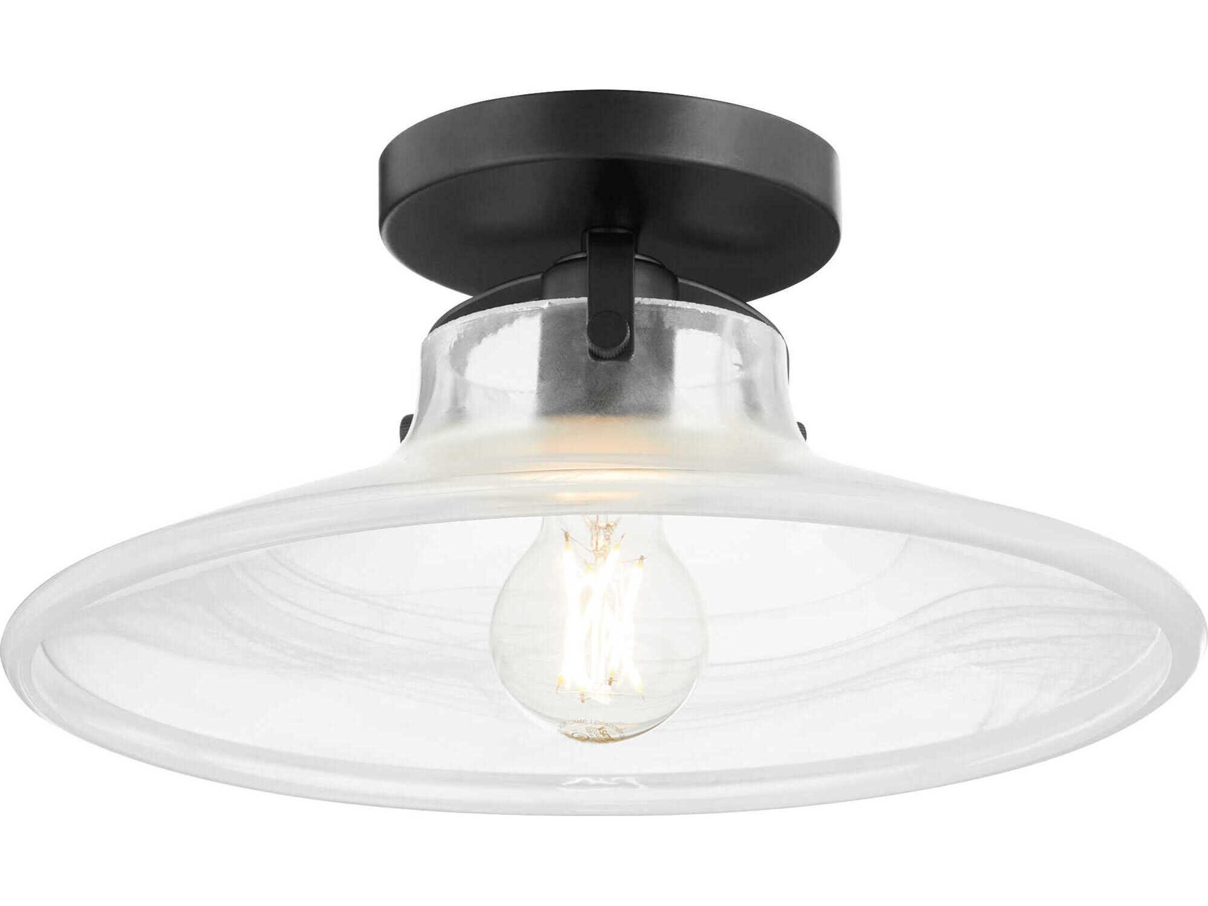 Quorum 1-Light Matte Black Round Semi Flush Mount