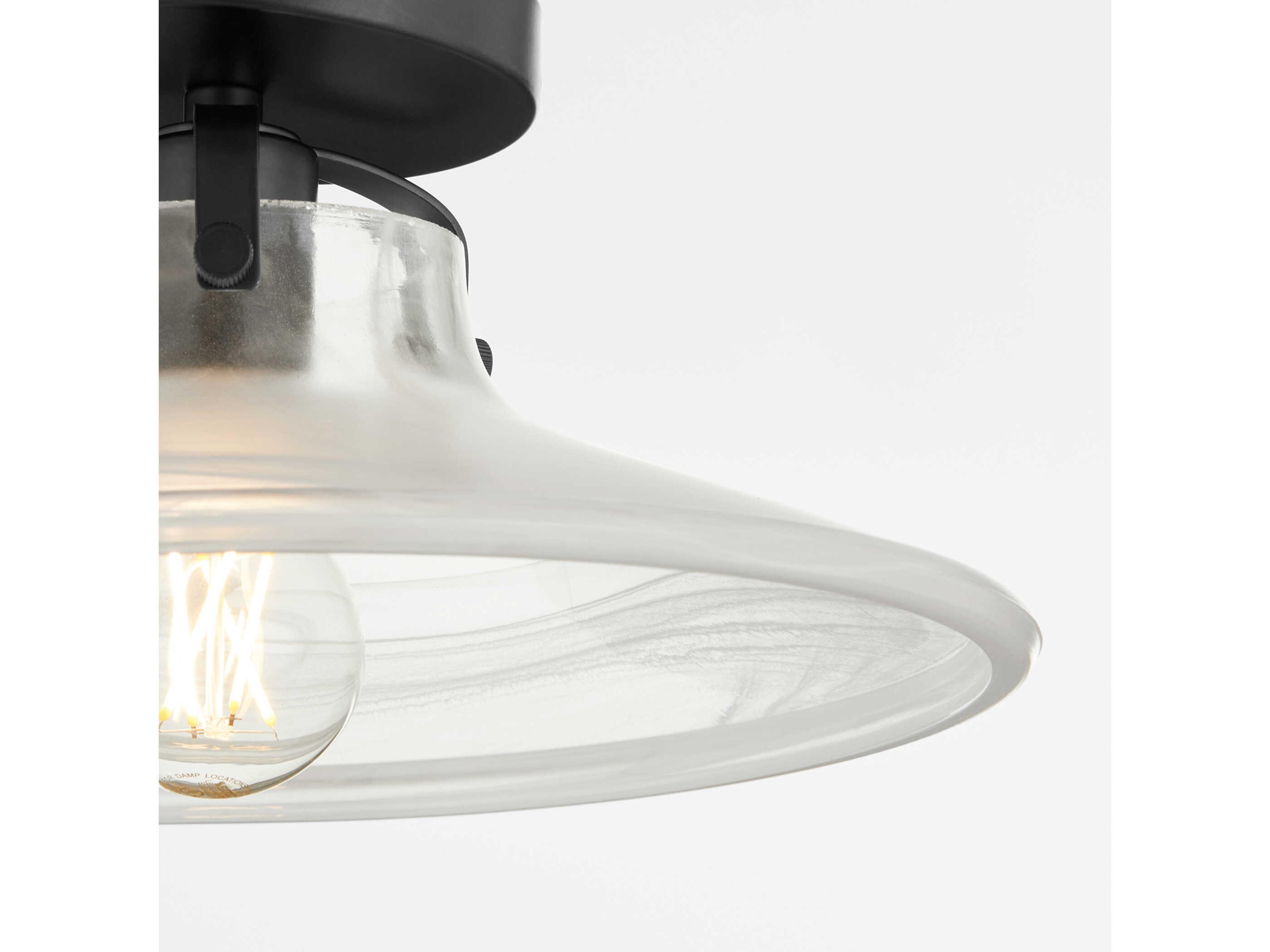 Quorum 1-Light Matte Black Round Semi Flush Mount