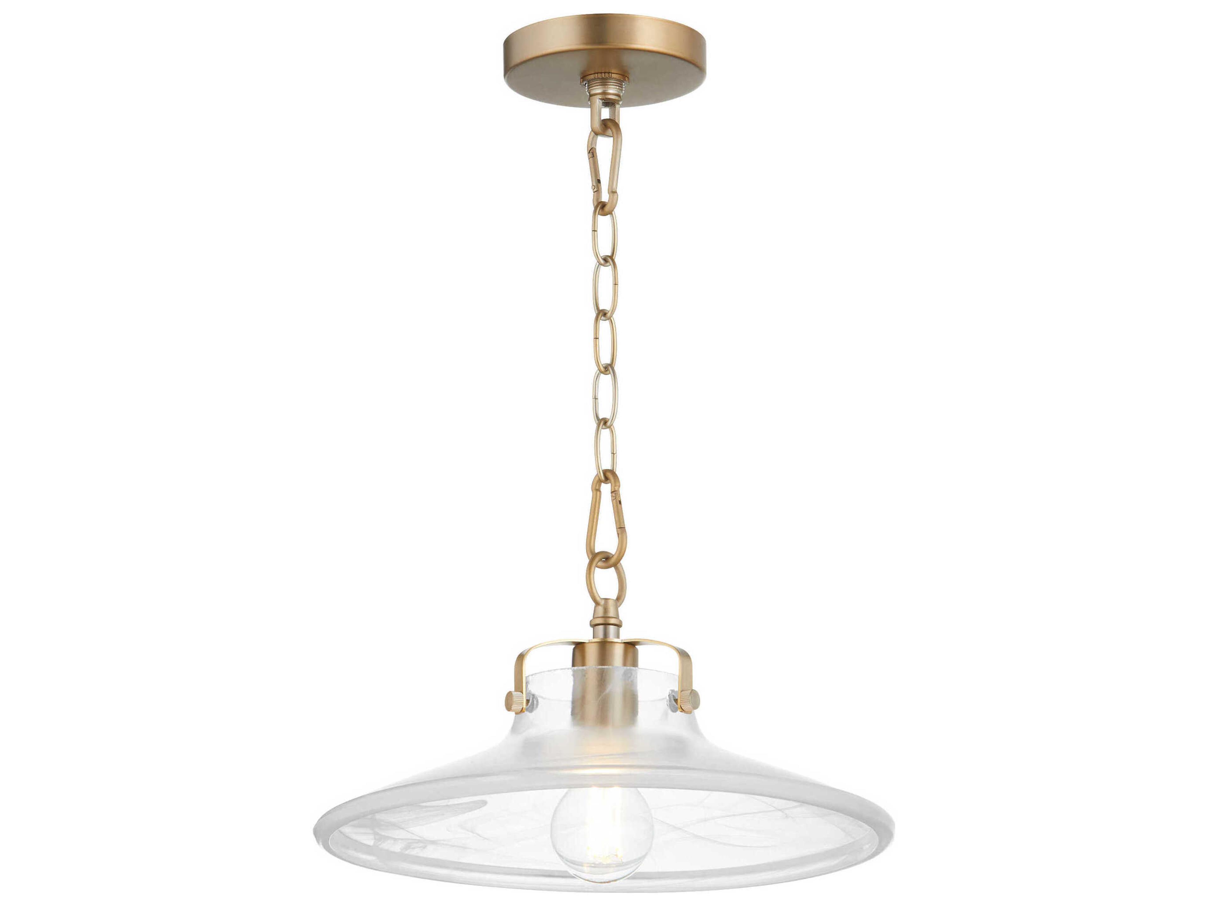 Quorum 1-Light Aged Brass Round Semi Flush Mount