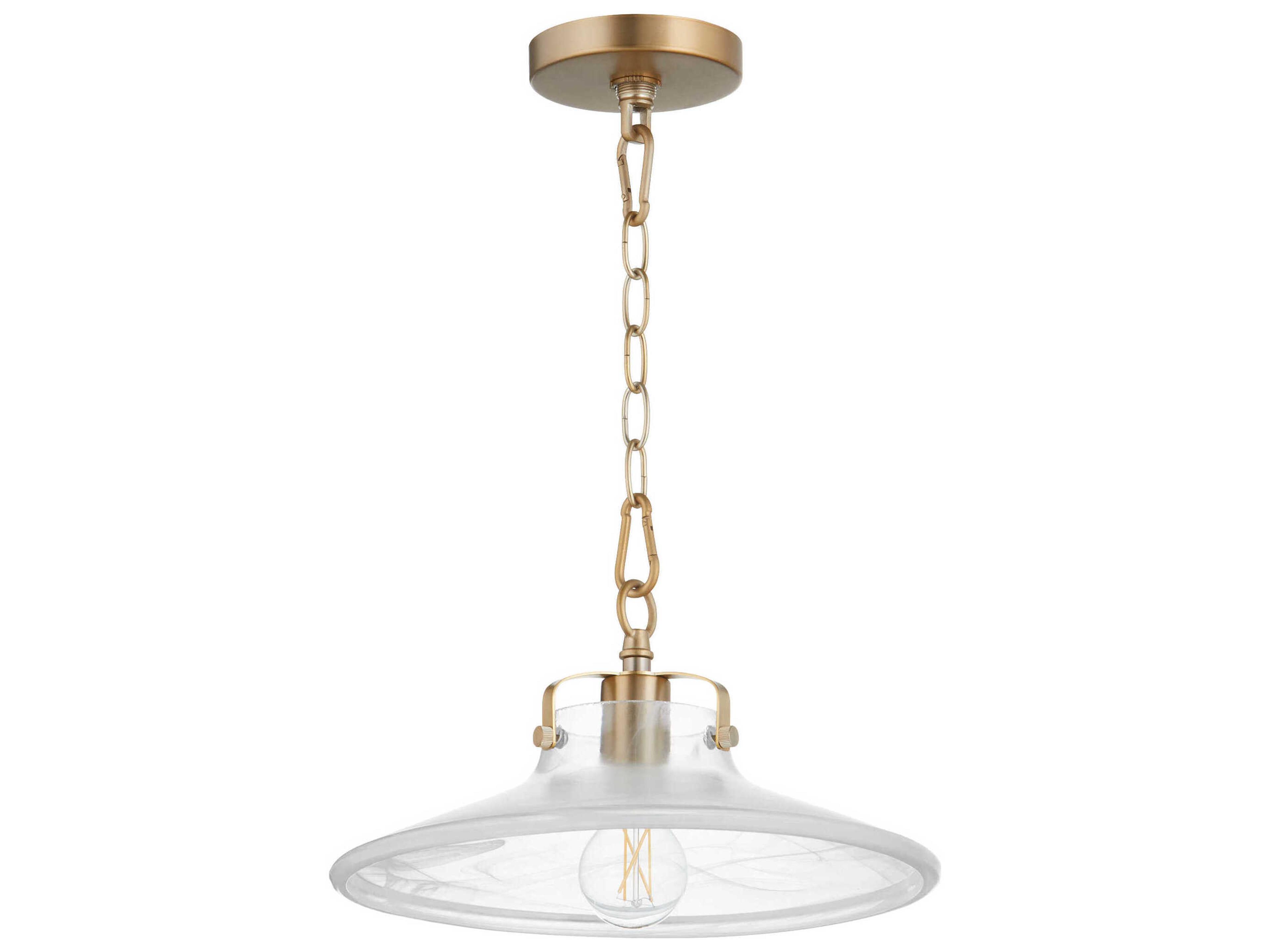 Quorum 1-Light Aged Brass Round Semi Flush Mount