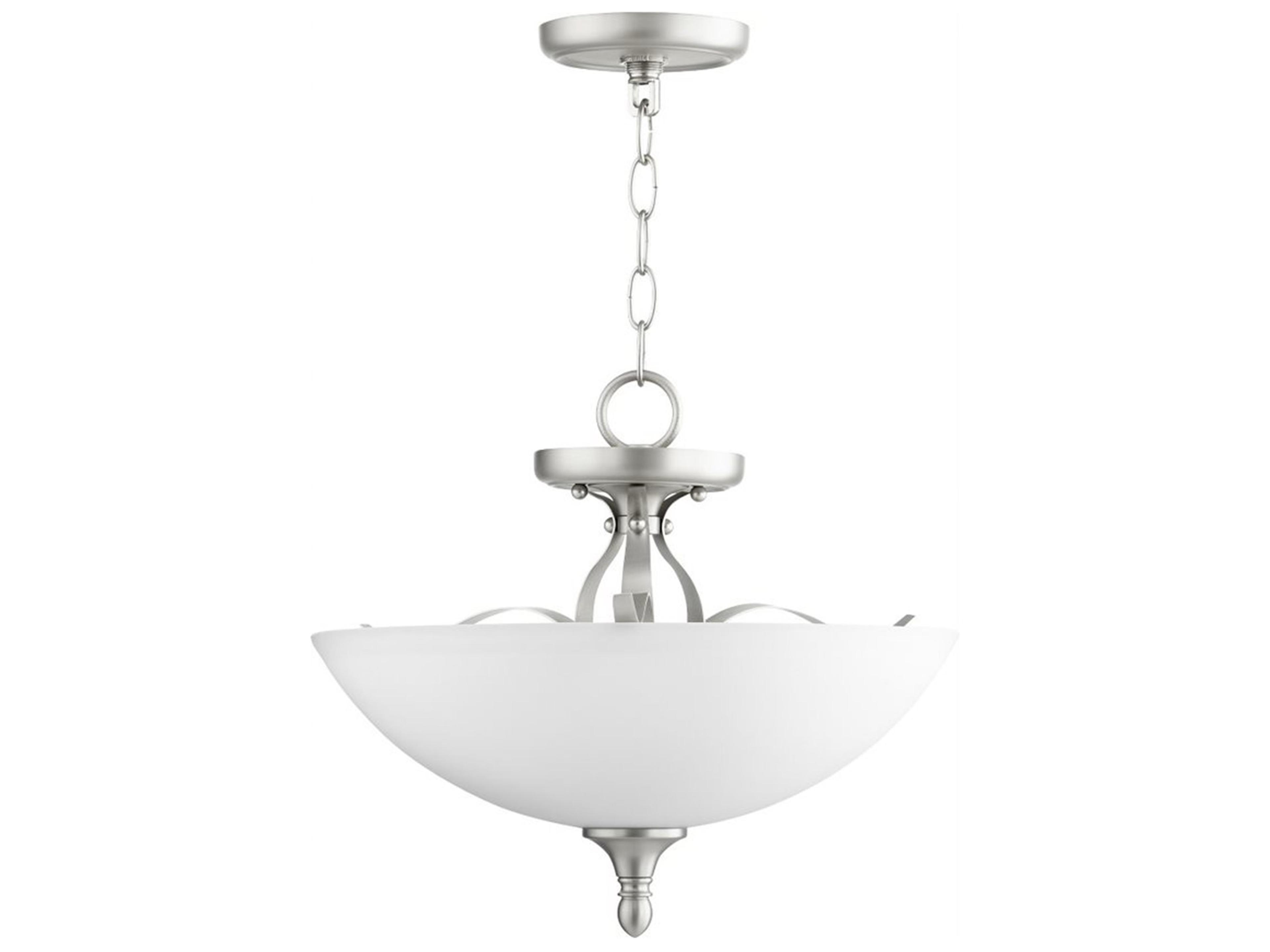 Jardin 3-Light Satin Nickel White Glass Bowl Pendant