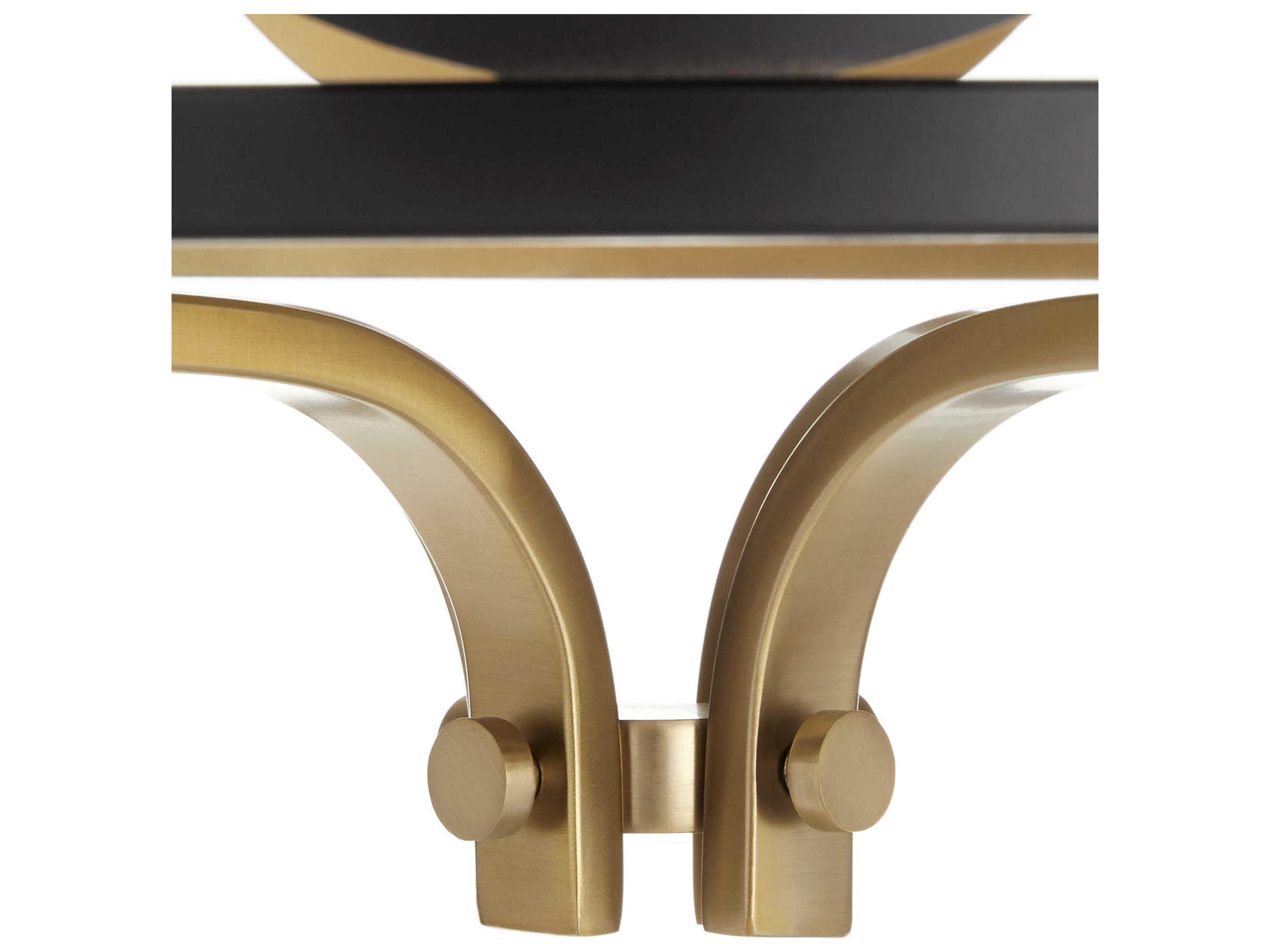 Quorum Mariposa 3-Light Matte Black Aged Brass Drum Geometric Semi Flush Mount