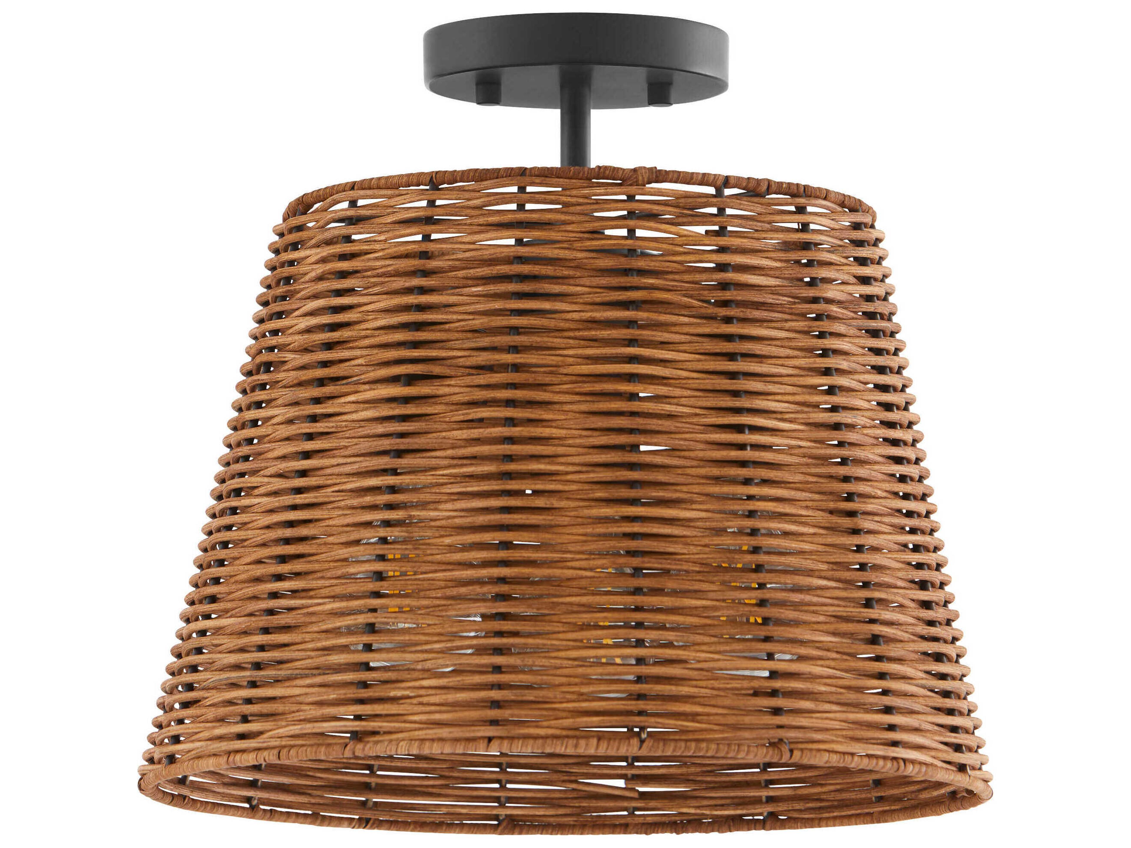 3-Light Matte Black Drum Semi Flush Mount