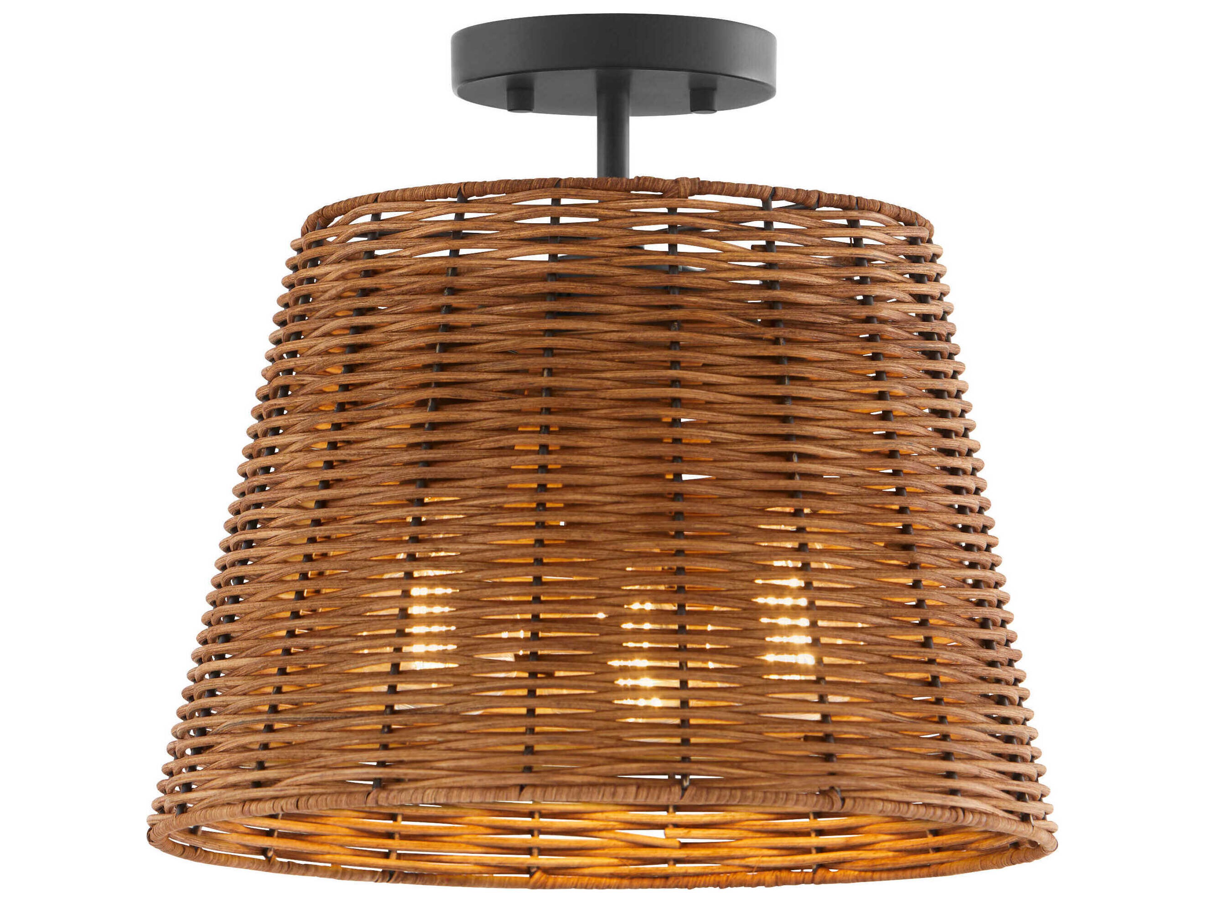 Quorum 3-Light Matte Black Drum Semi Flush Mount