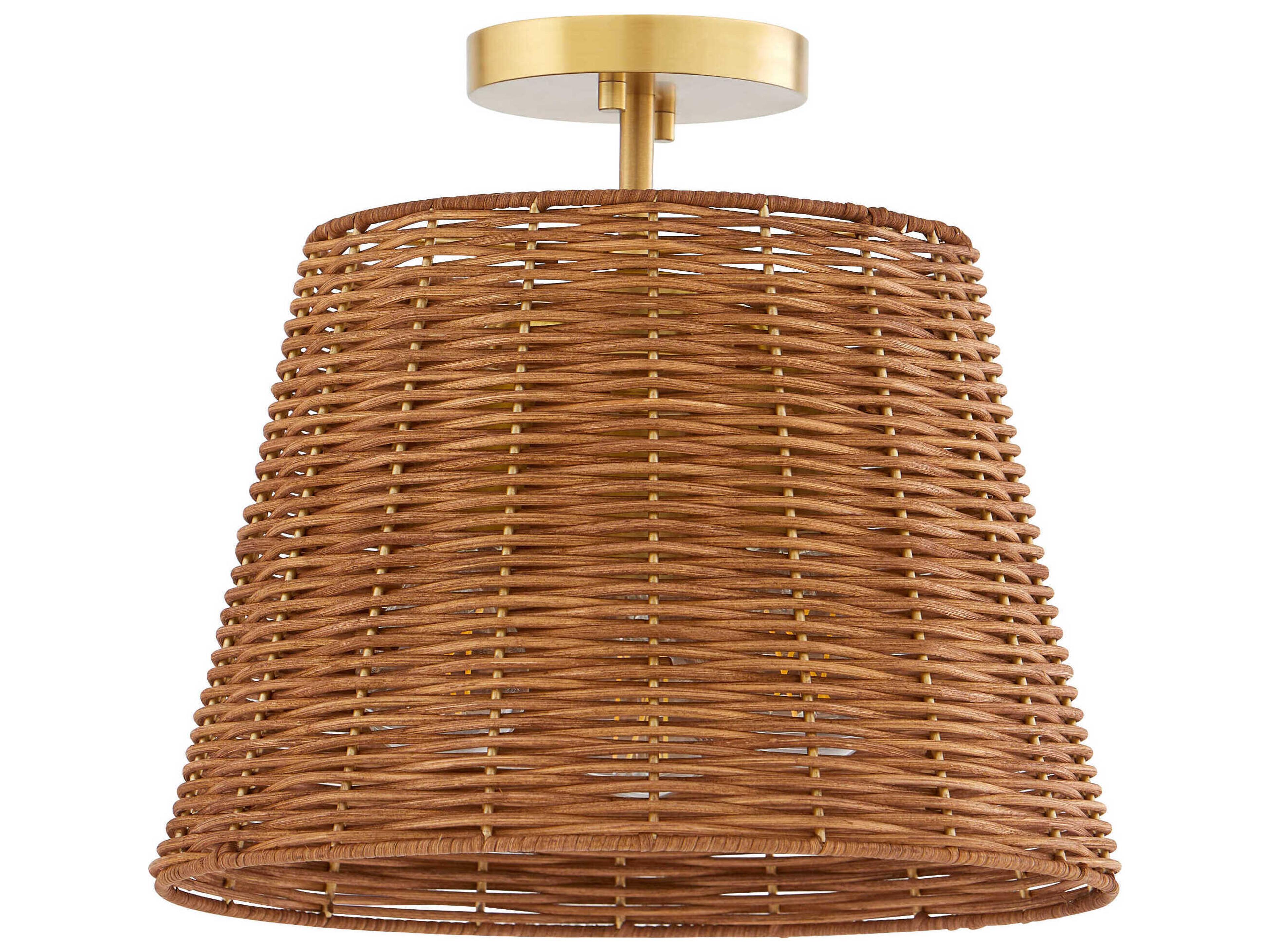 3-Light Aged Brass Drum Semi Flush Mount