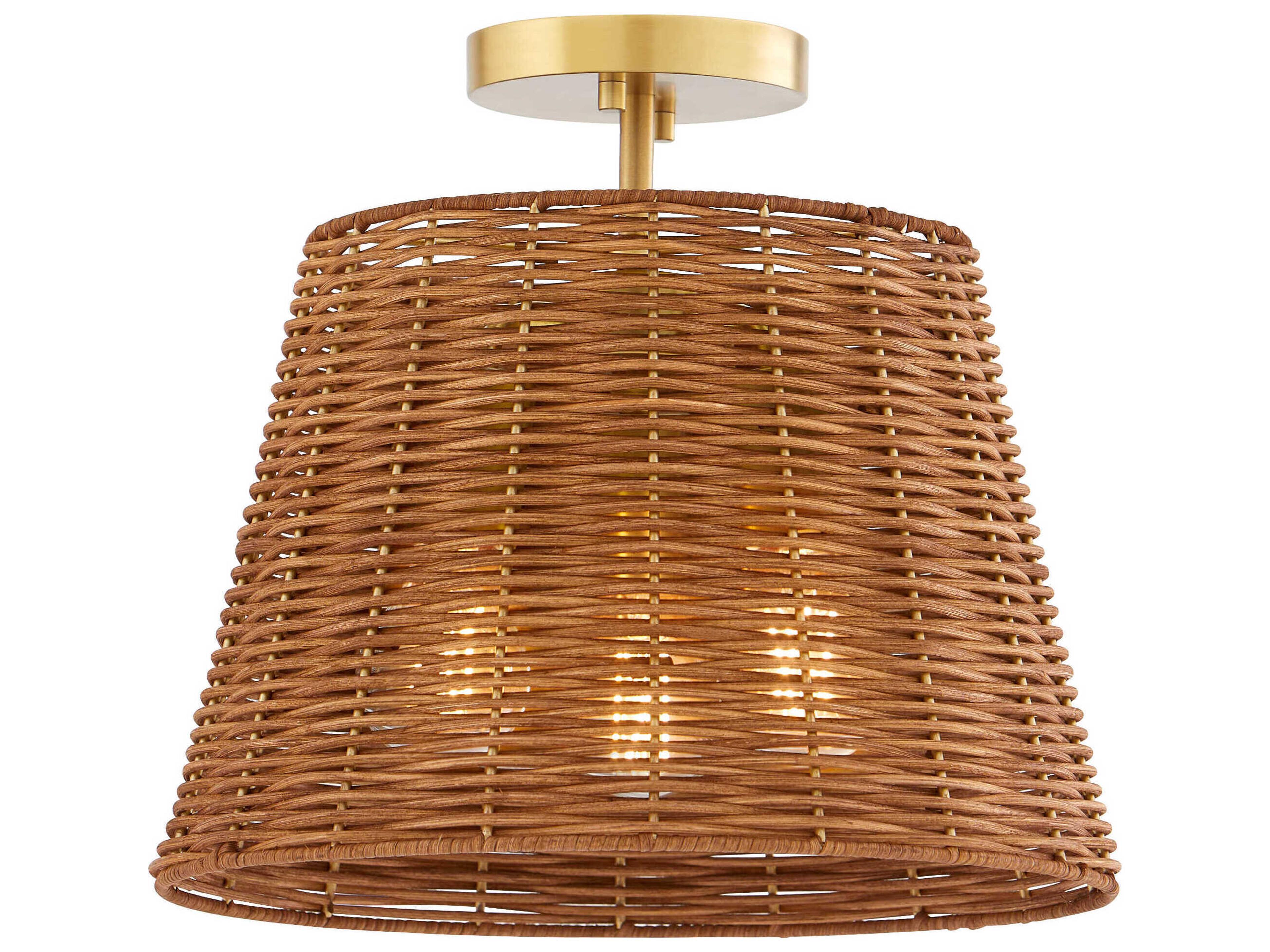Quorum 3-Light Aged Brass Drum Semi Flush Mount
